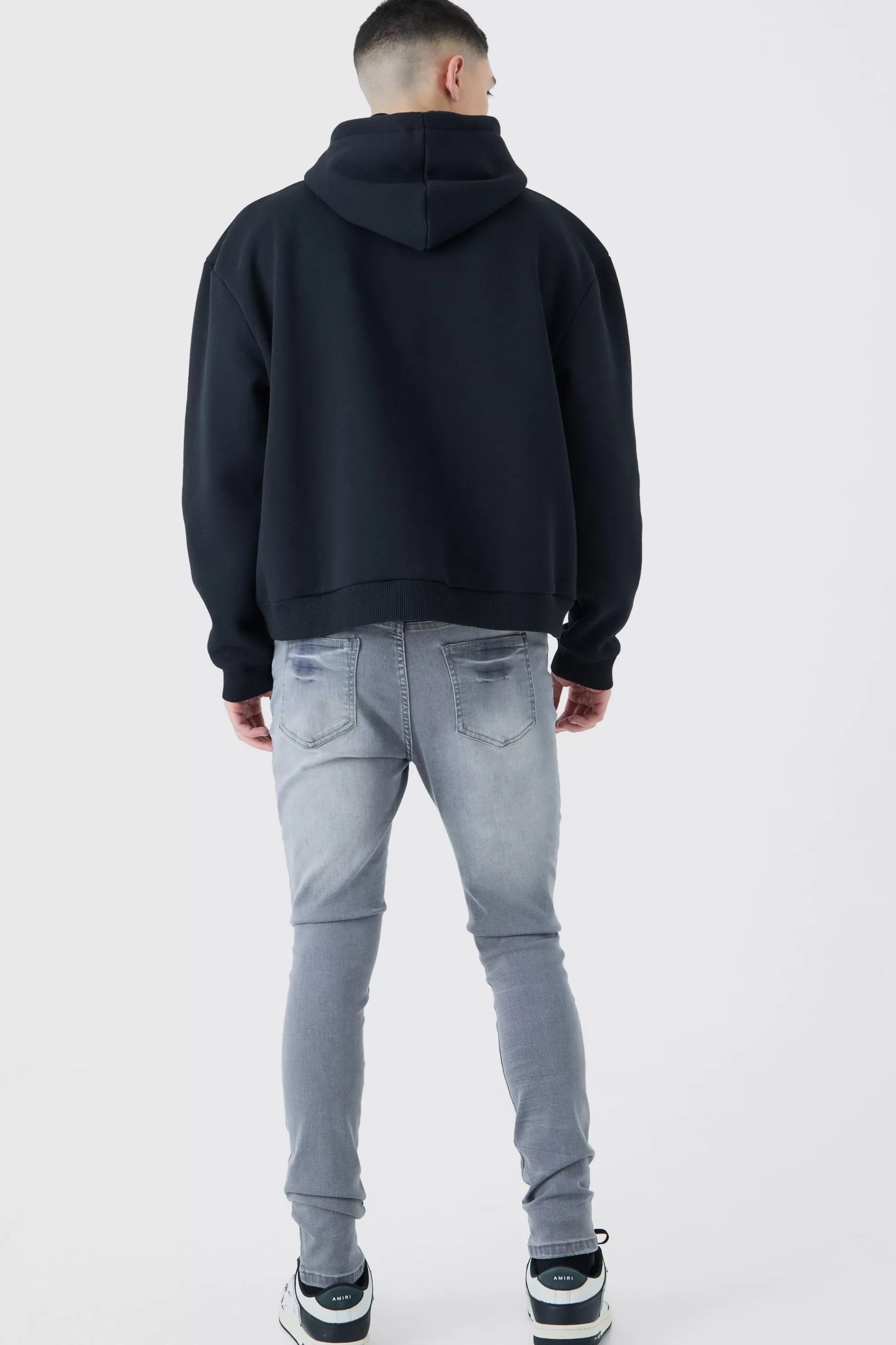 boohooMAN Oversized Boxy Skull Line Drawing Hoodie | UK