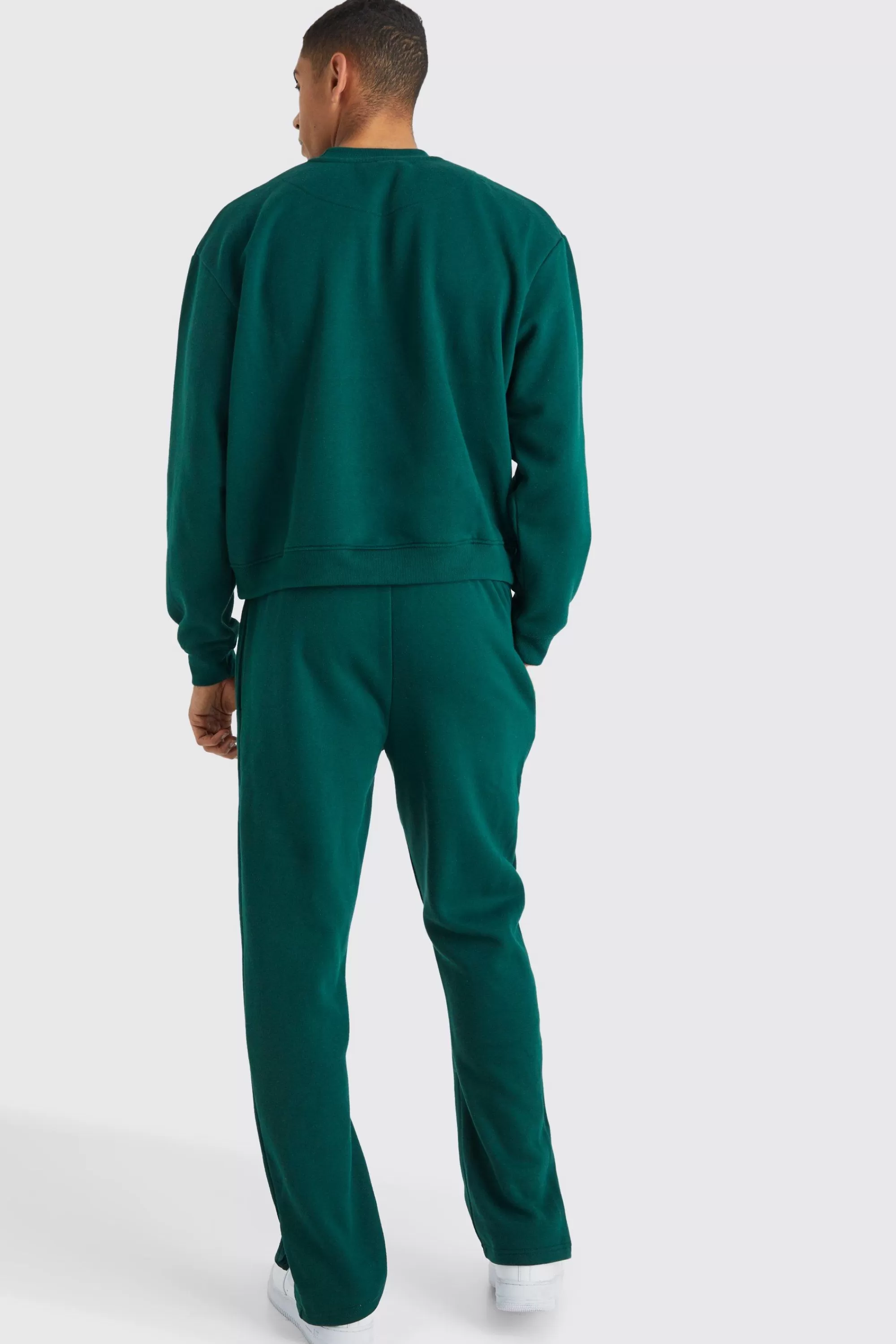 boohooMAN Oversized Boxy Slogan Sweatshirt Tracksuit | UK