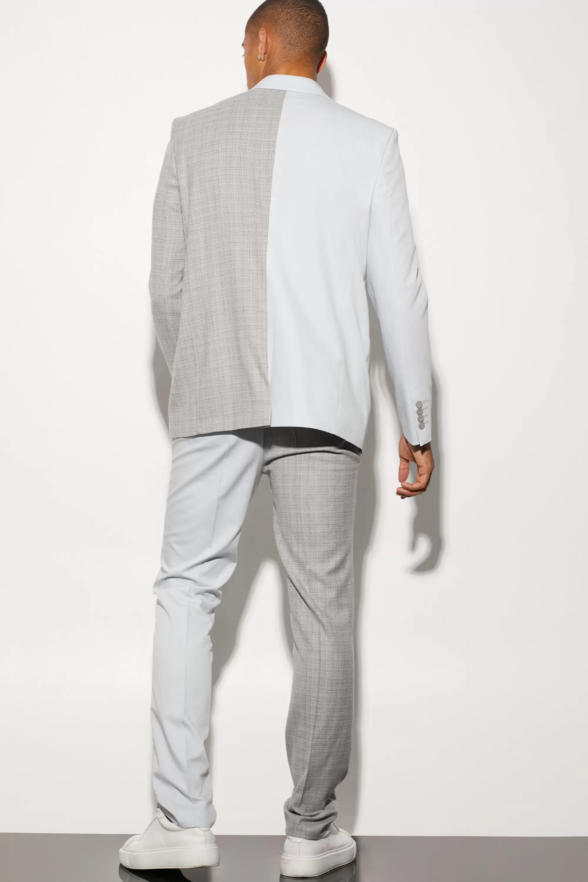 boohooMAN Oversized Boxy Spliced Suit Jacket | UK