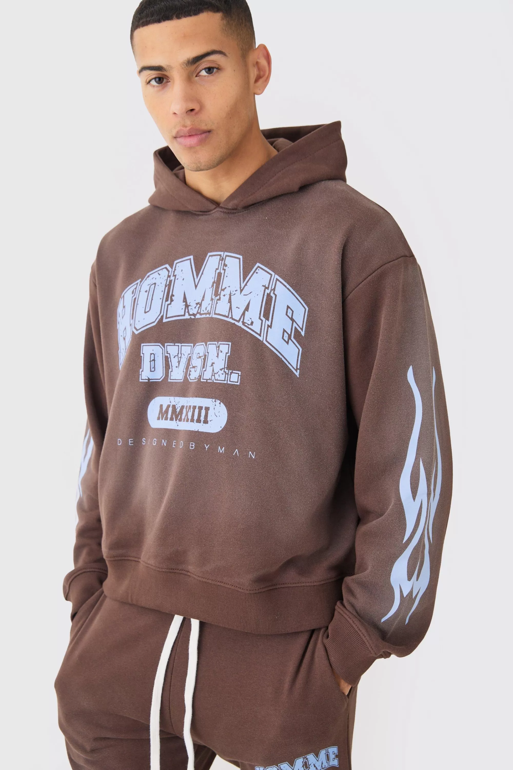 boohooMAN Oversized Boxy Spray Wash Homme Hoodie | UK