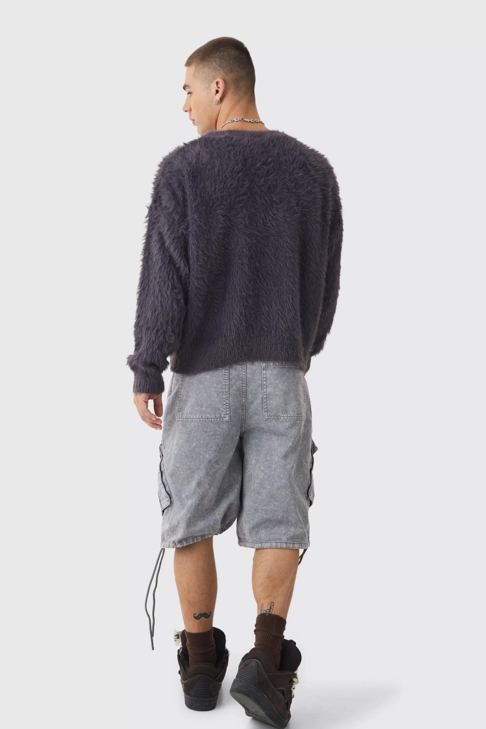 boohooMAN Oversized Boxy Super Fluffy Knitted Jumper | UK