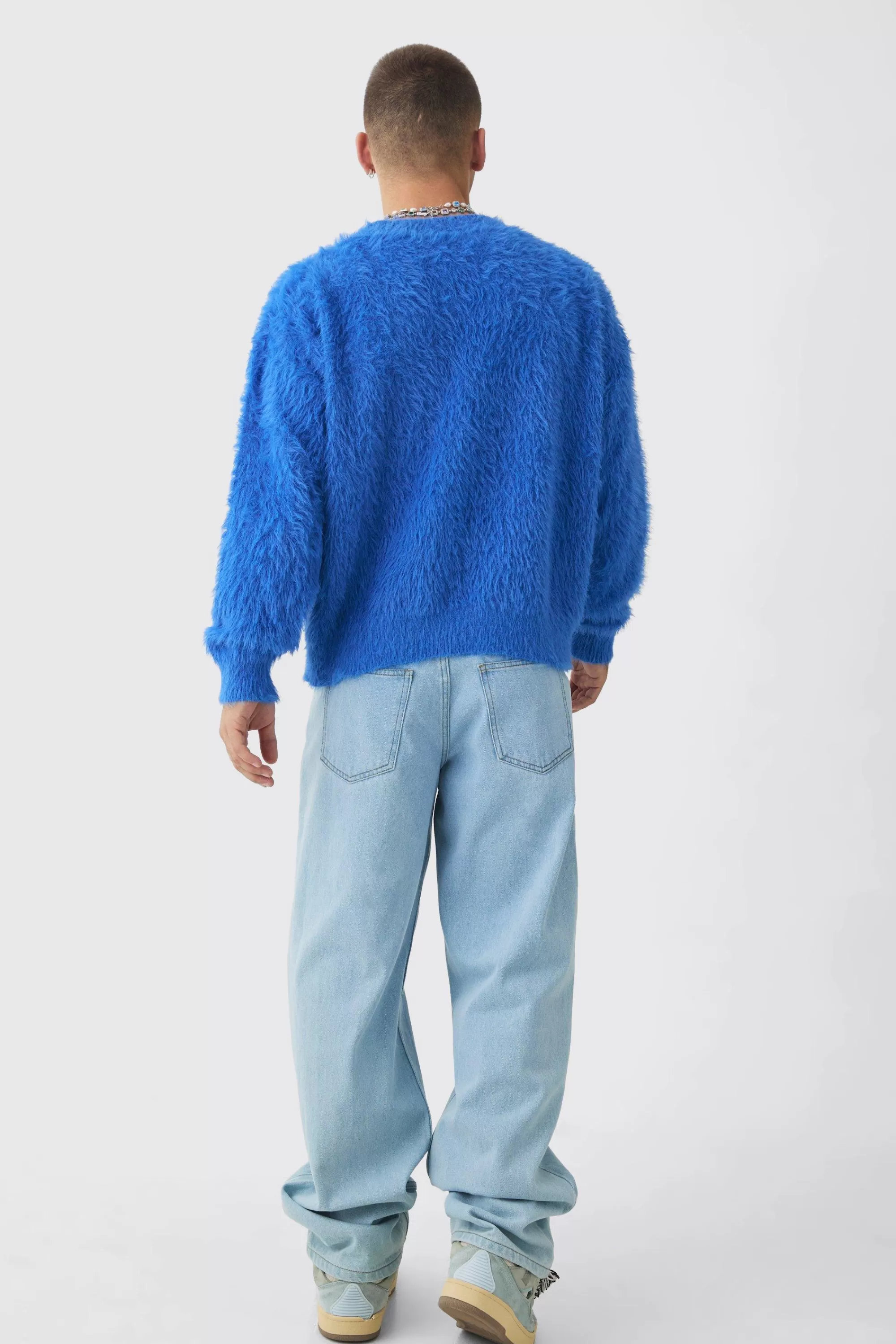 boohooMAN Oversized Boxy Super Fluffy Knitted Jumper | UK