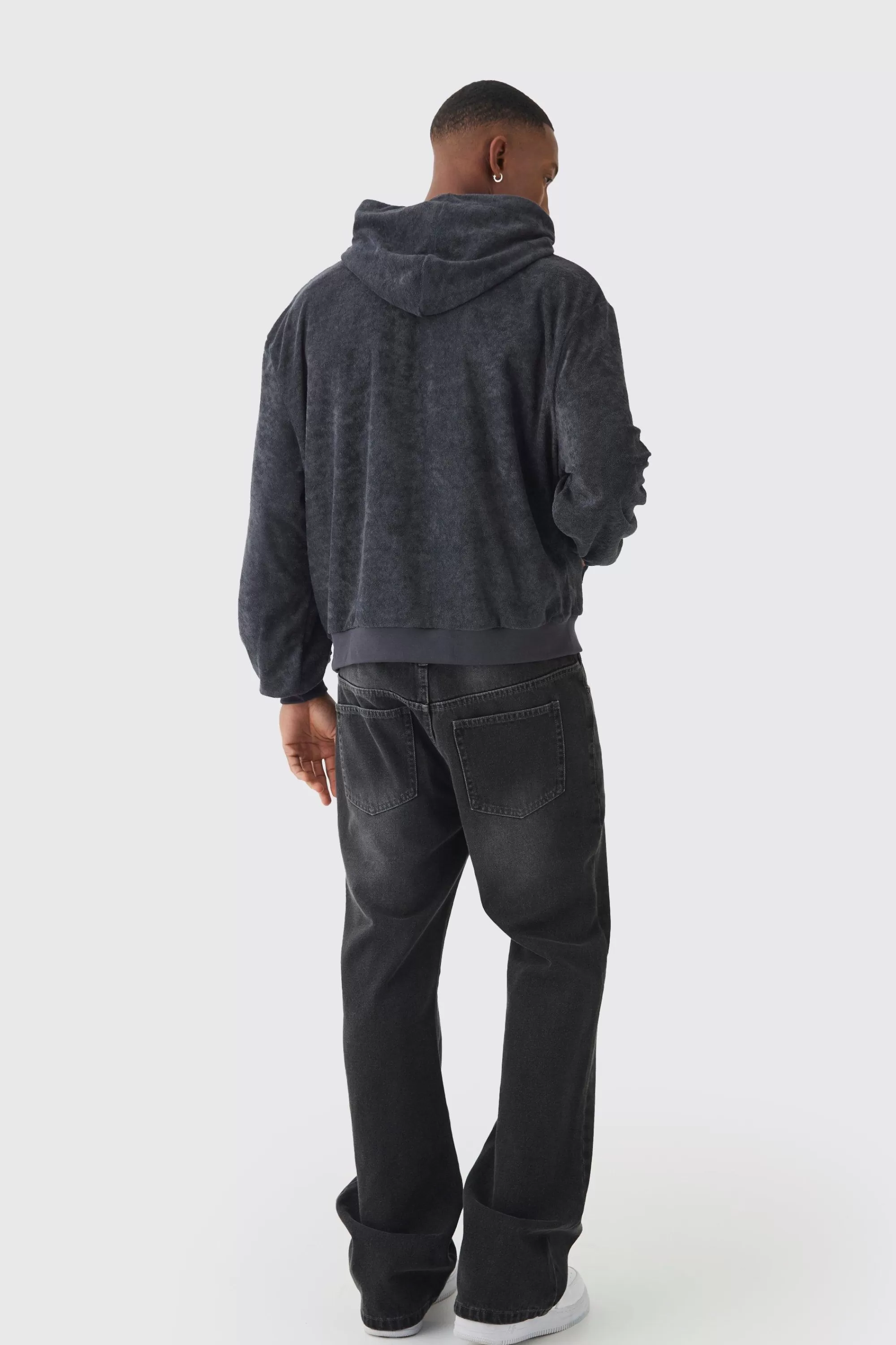 boohooMAN Oversized Boxy Towelling Edition Hoodie | UK
