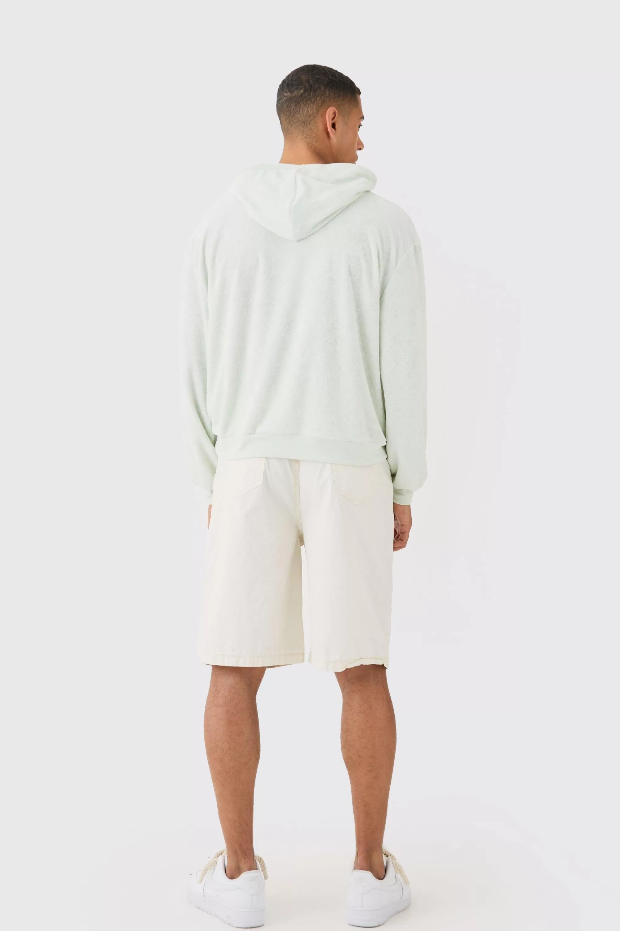 boohooMAN Oversized Boxy Towelling Hoodie | UK