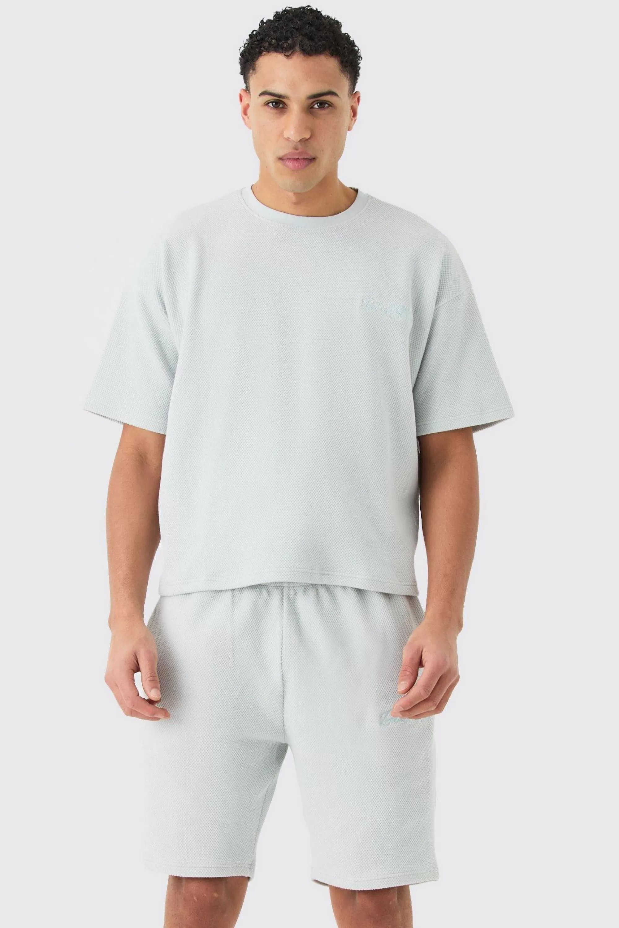 boohooMAN Oversized Boxy T-shirt And Short Set | UK
