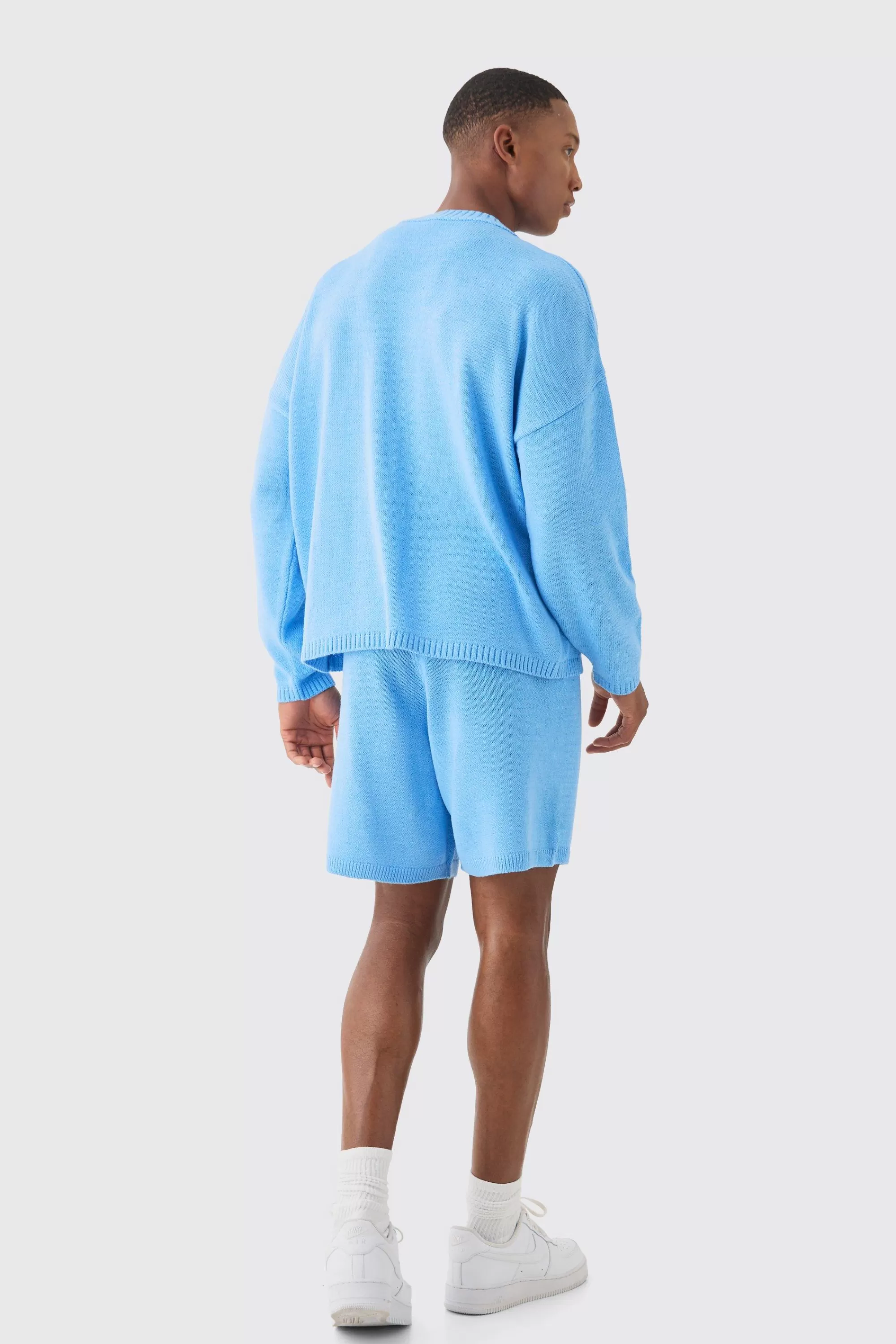boohooMAN Oversized Boxy Varsity Knit Jumper | UK