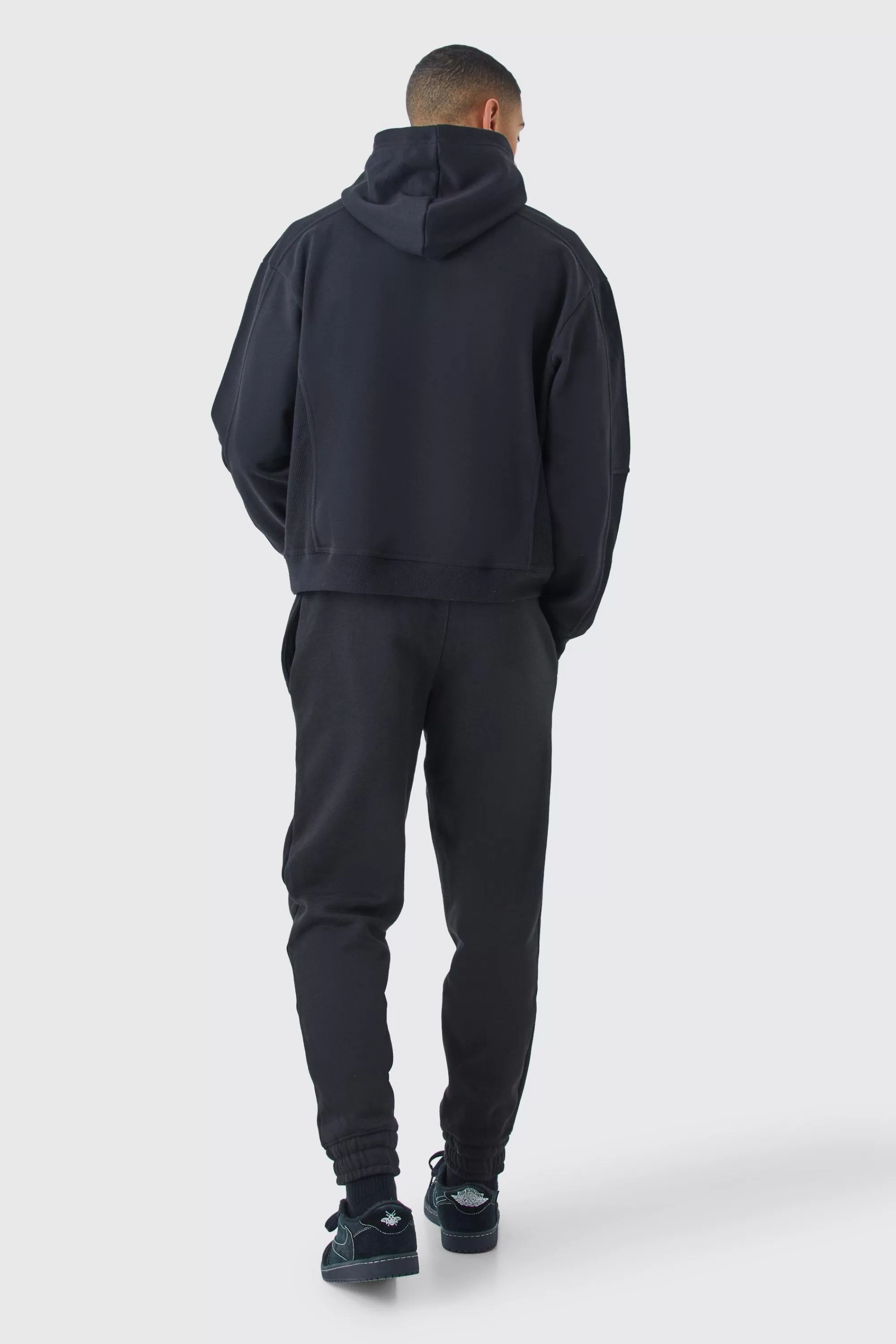 boohooMAN Oversized Boxy Waffle Panel Hoodie | UK