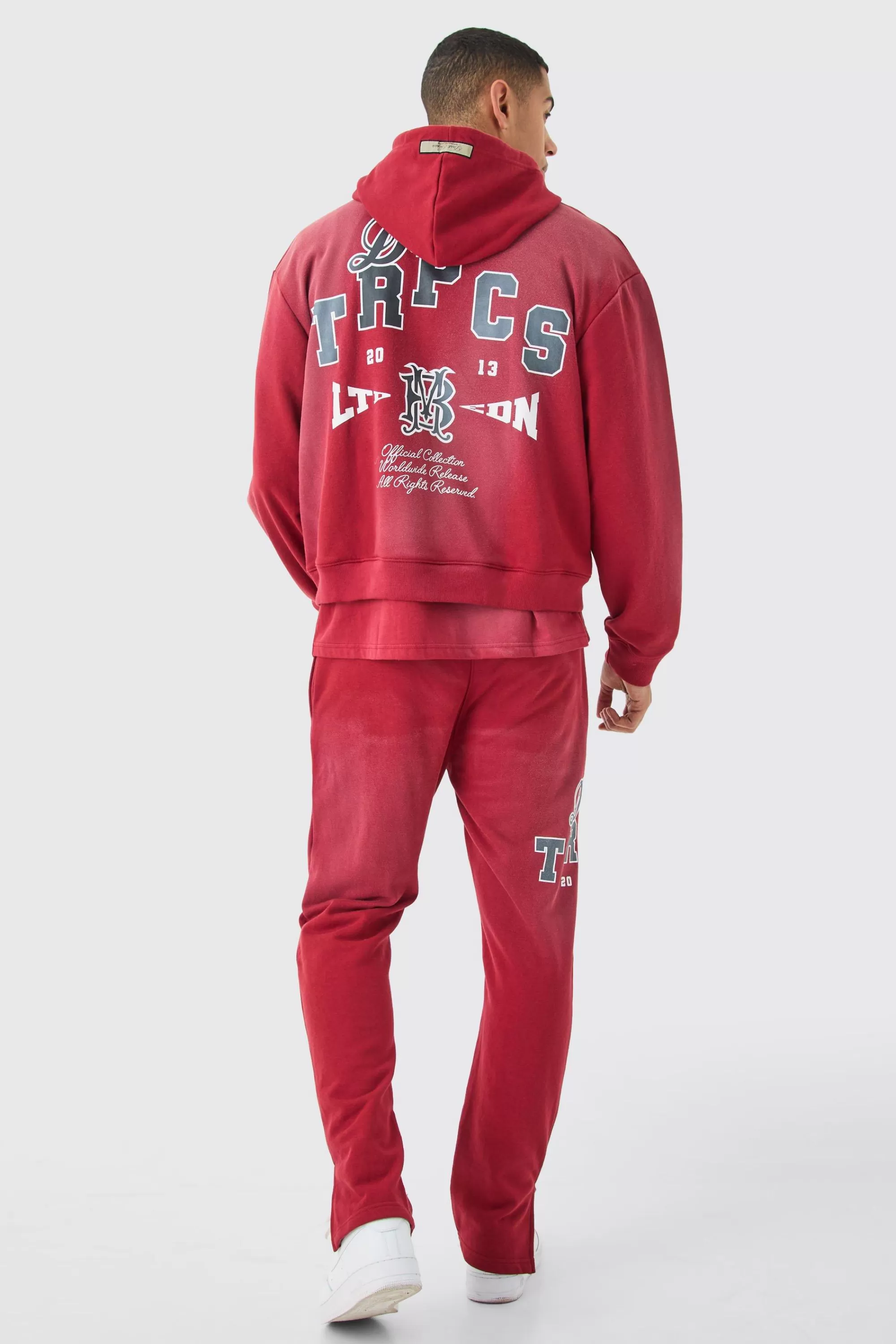 boohooMAN Oversized Boxy Wash Dark Tropics Hoodie | UK