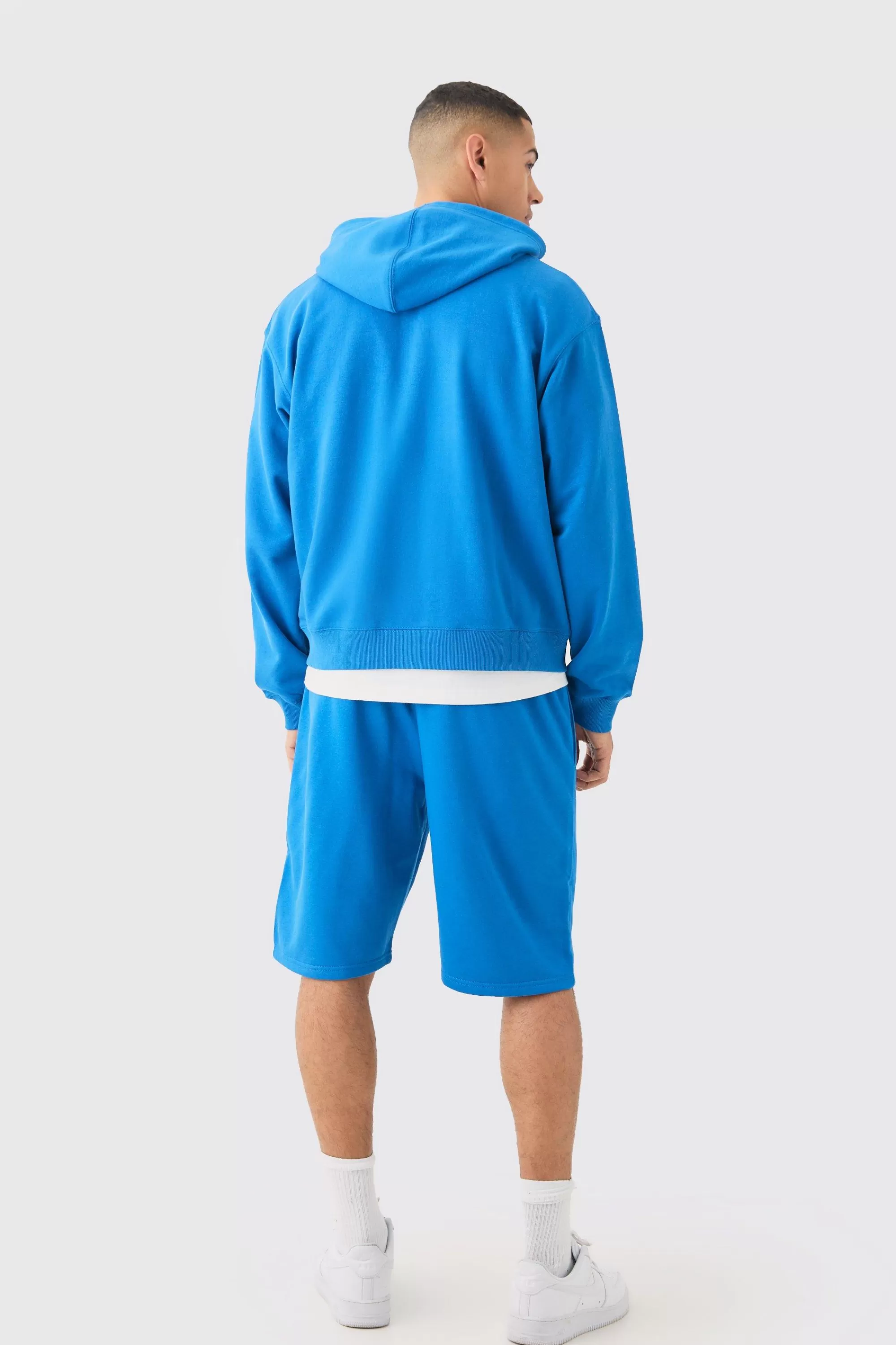 boohooMAN Oversized Boxy Zip Through Hooded Short Tracksuit | UK