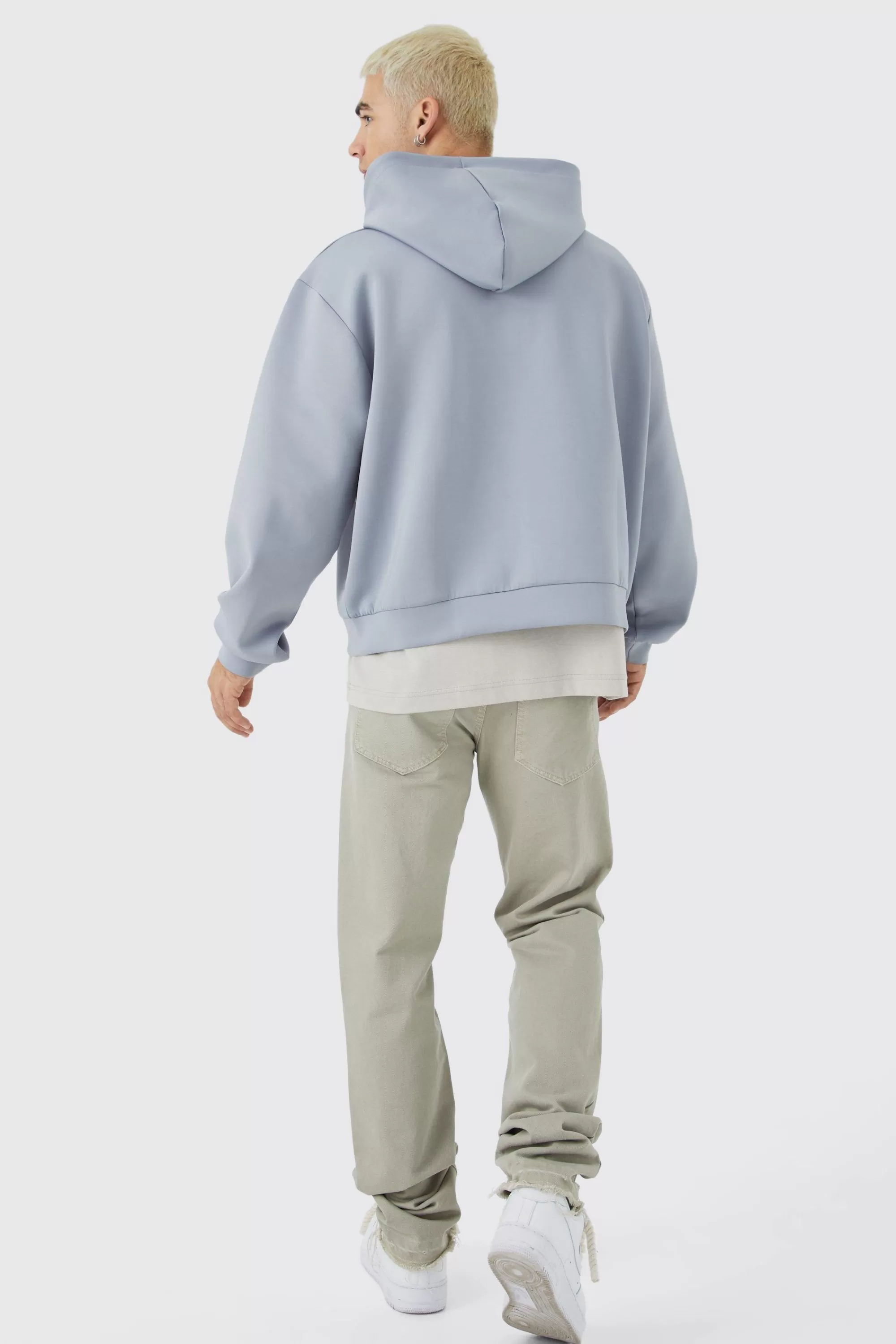 boohooMAN Oversized Boxy Zip Through Scuba Hoodie | UK
