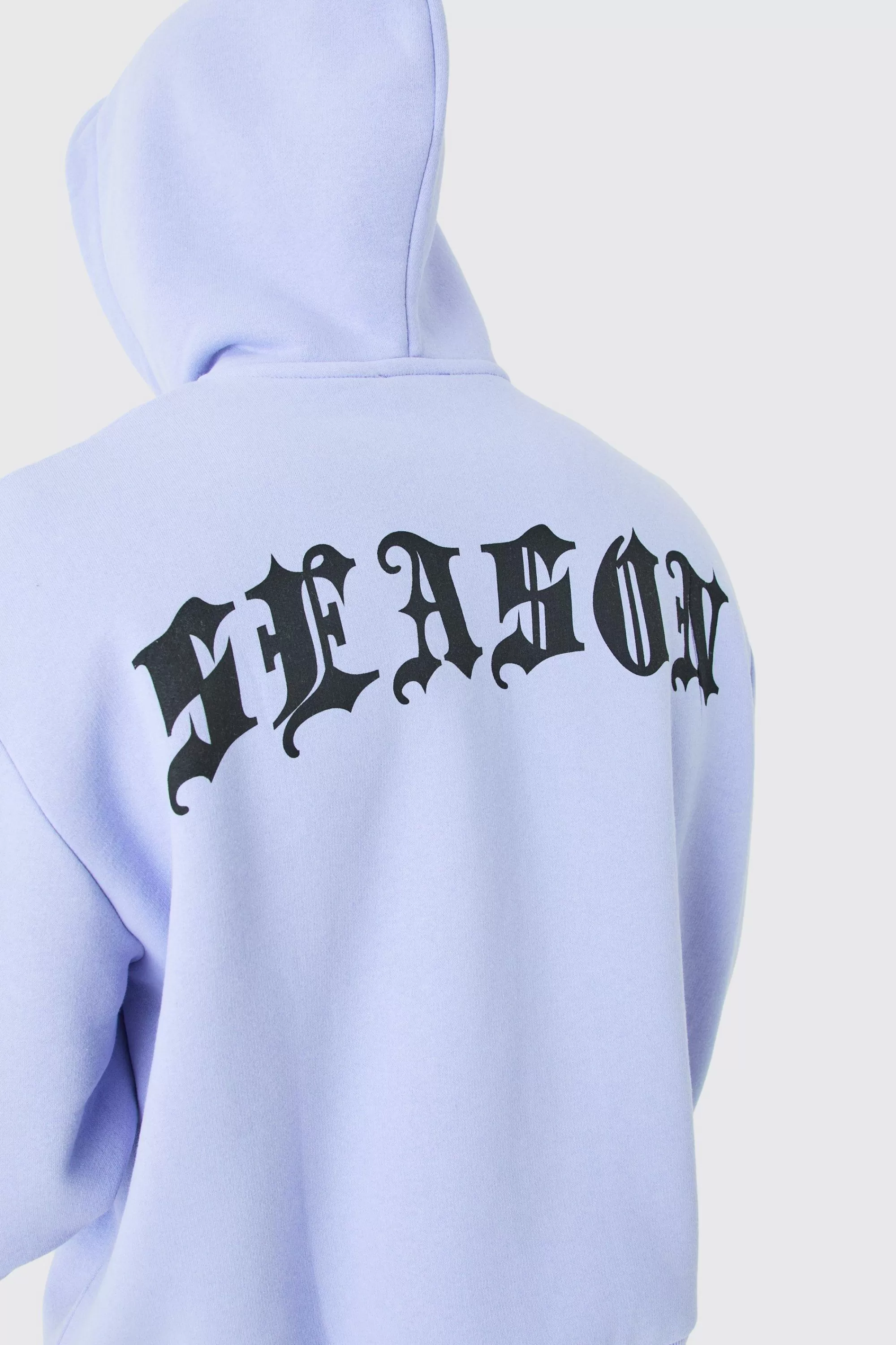 boohooMAN Oversized Boxy Zip Thru Gothic Season Hoodie | UK