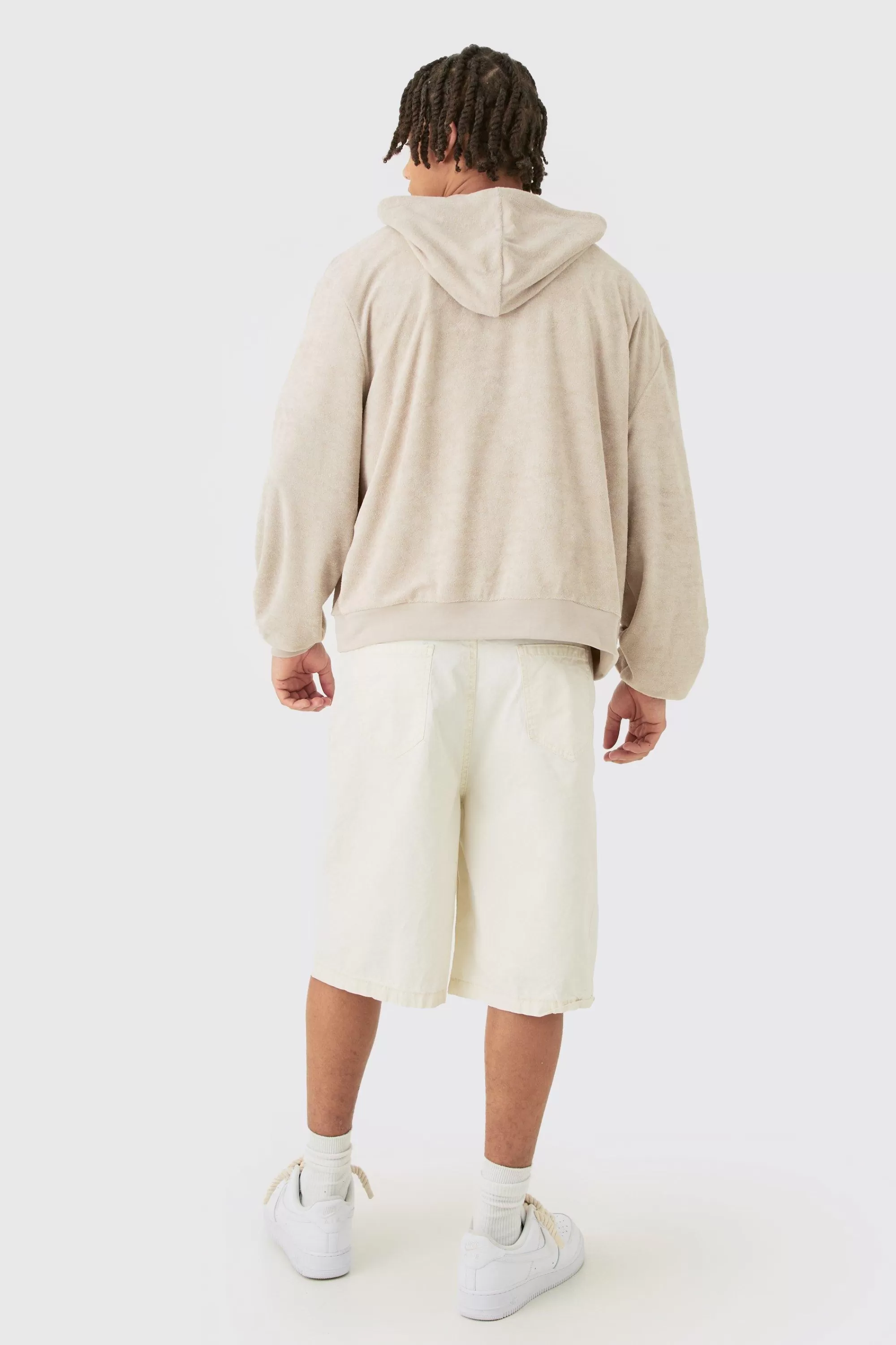 boohooMAN Oversized Boxy Zip Towelling Edition Hoodie | UK