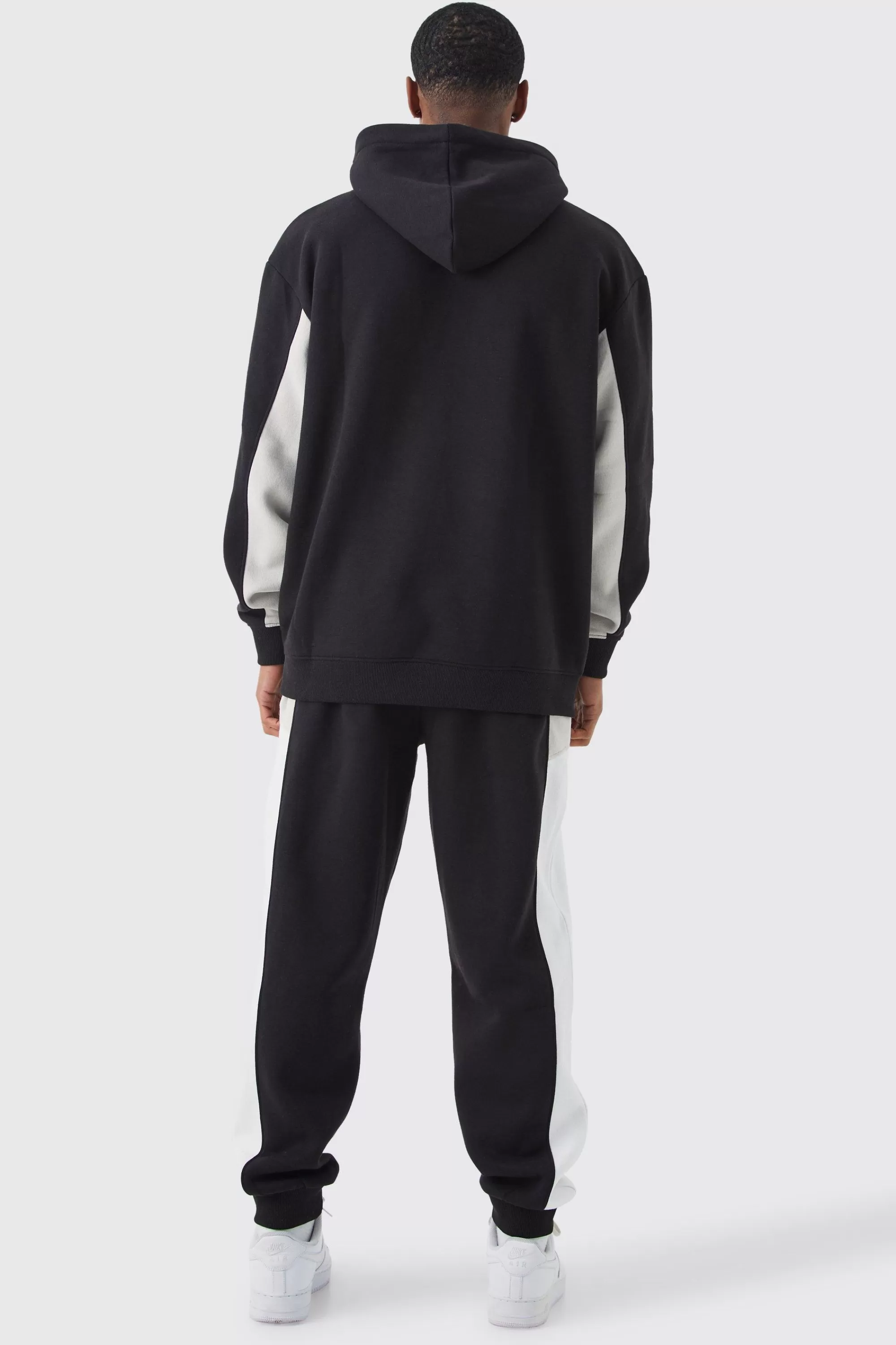 boohooMAN Oversized Branded Colour Block Hoodie | UK