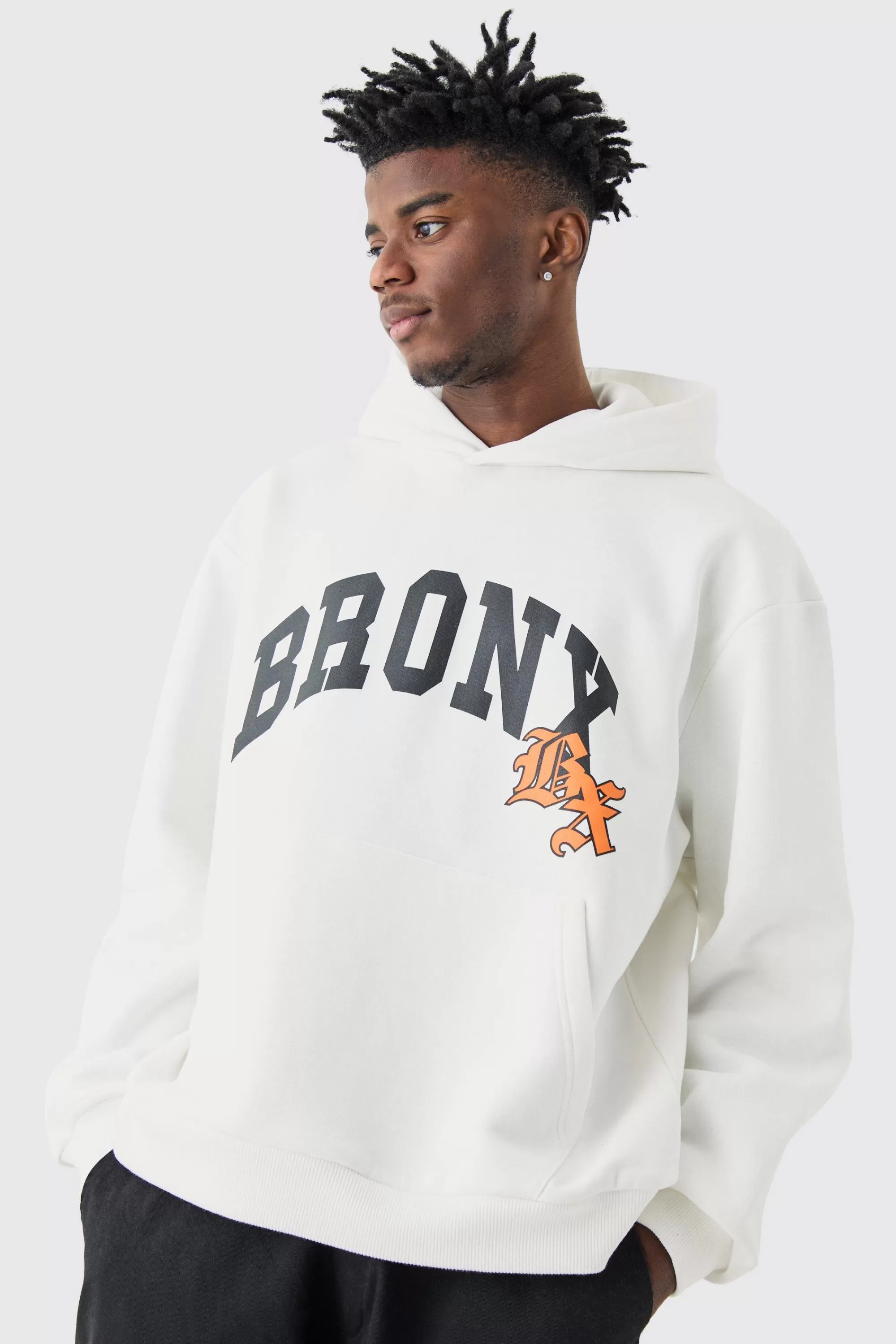 boohooMAN Oversized Bronx Varsity Hoodie | UK