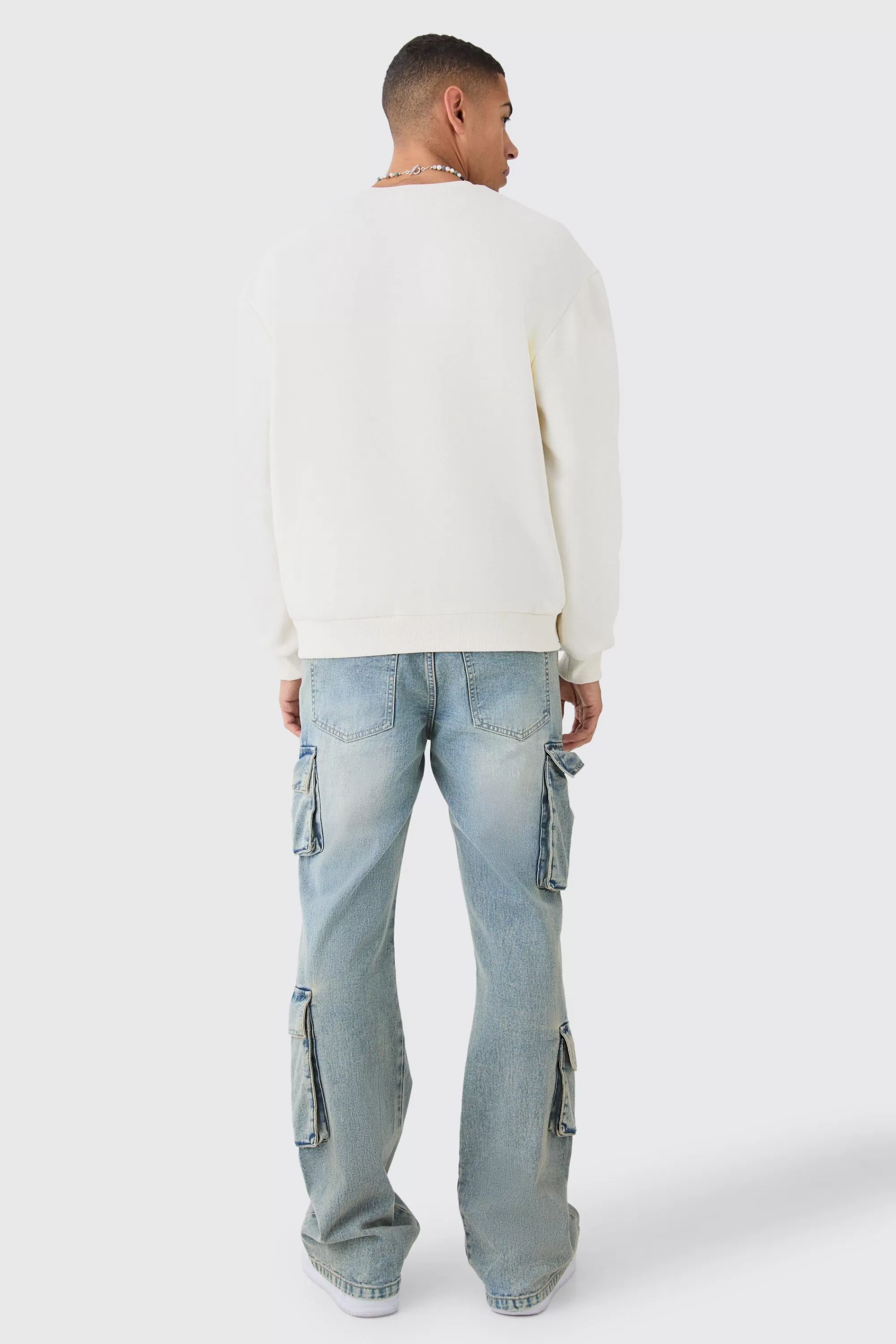 boohooMAN Oversized Bronx Varsity Sweatshirt | UK