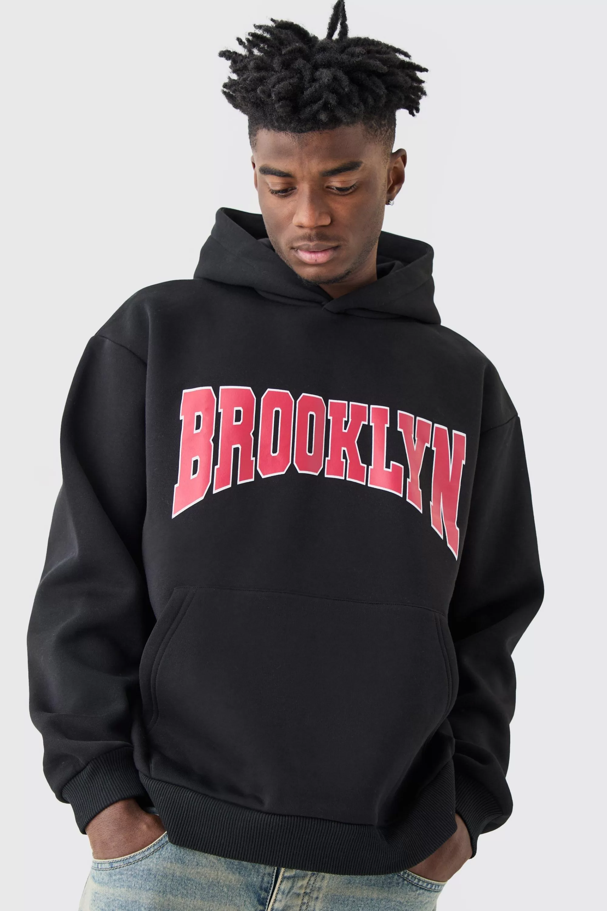 boohooMAN Oversized Brooklyn Varsity Hoodie | UK