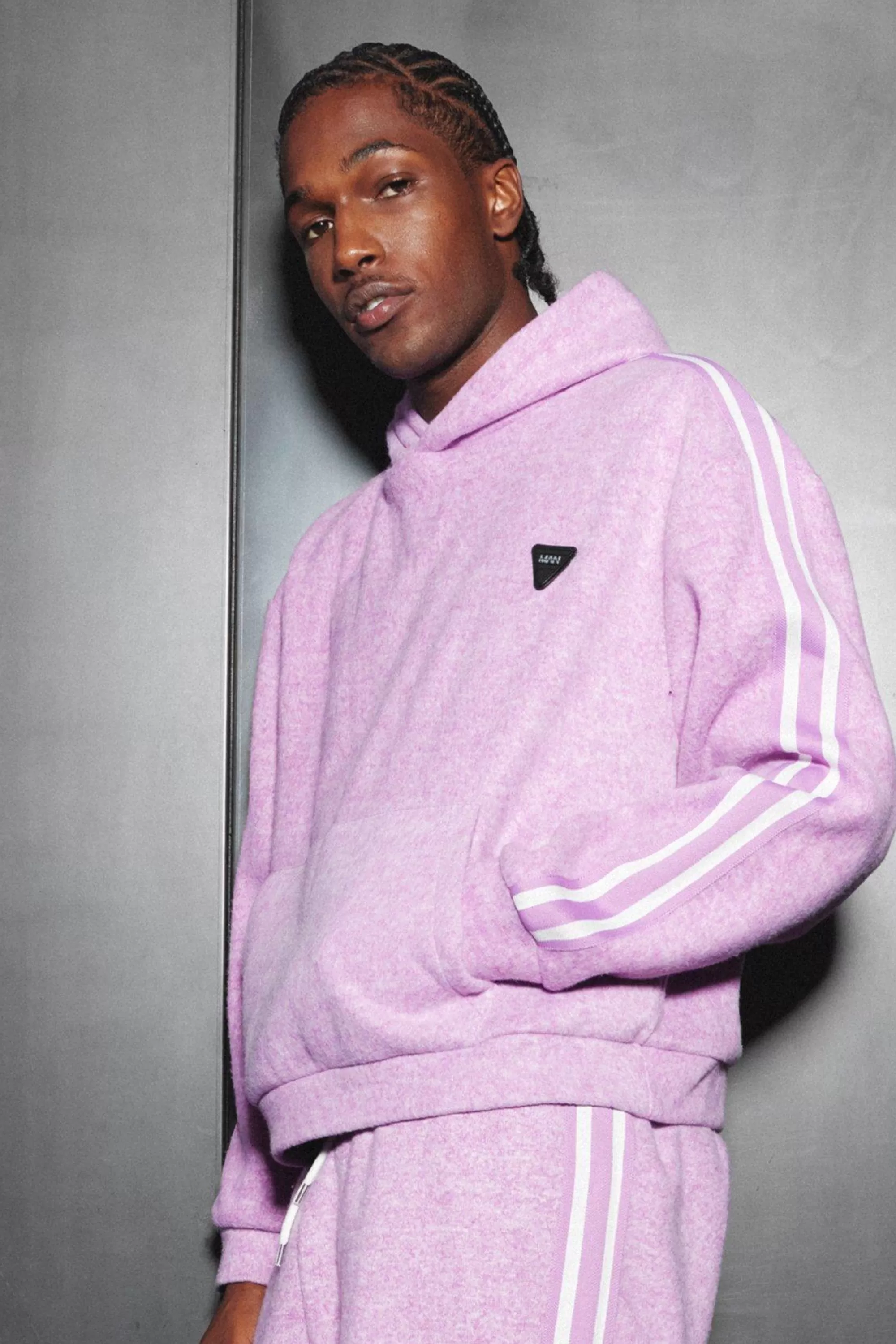 boohooMAN Oversized Brushed Heavyweight Taped Hoodie | UK