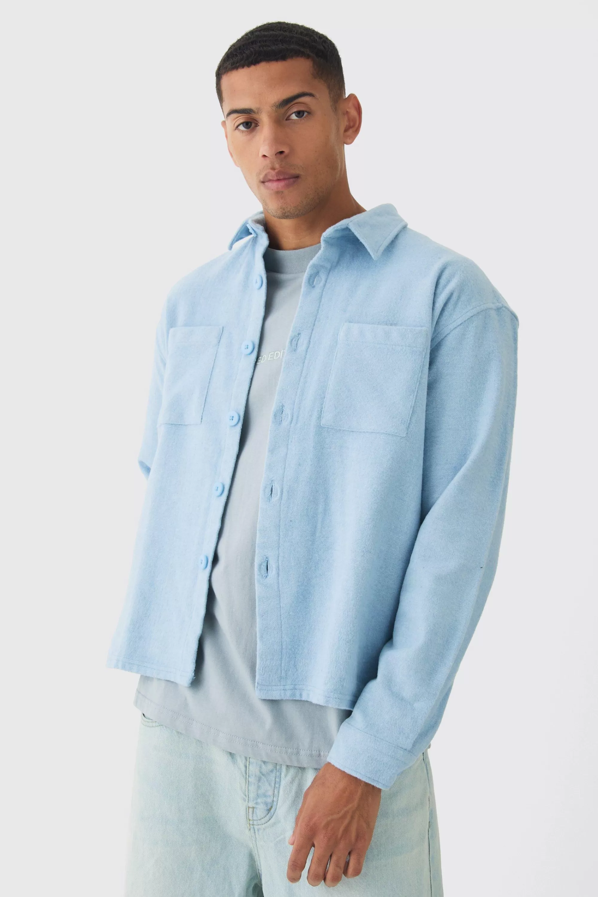 boohooMAN Oversized Brushed Overshirt | UK