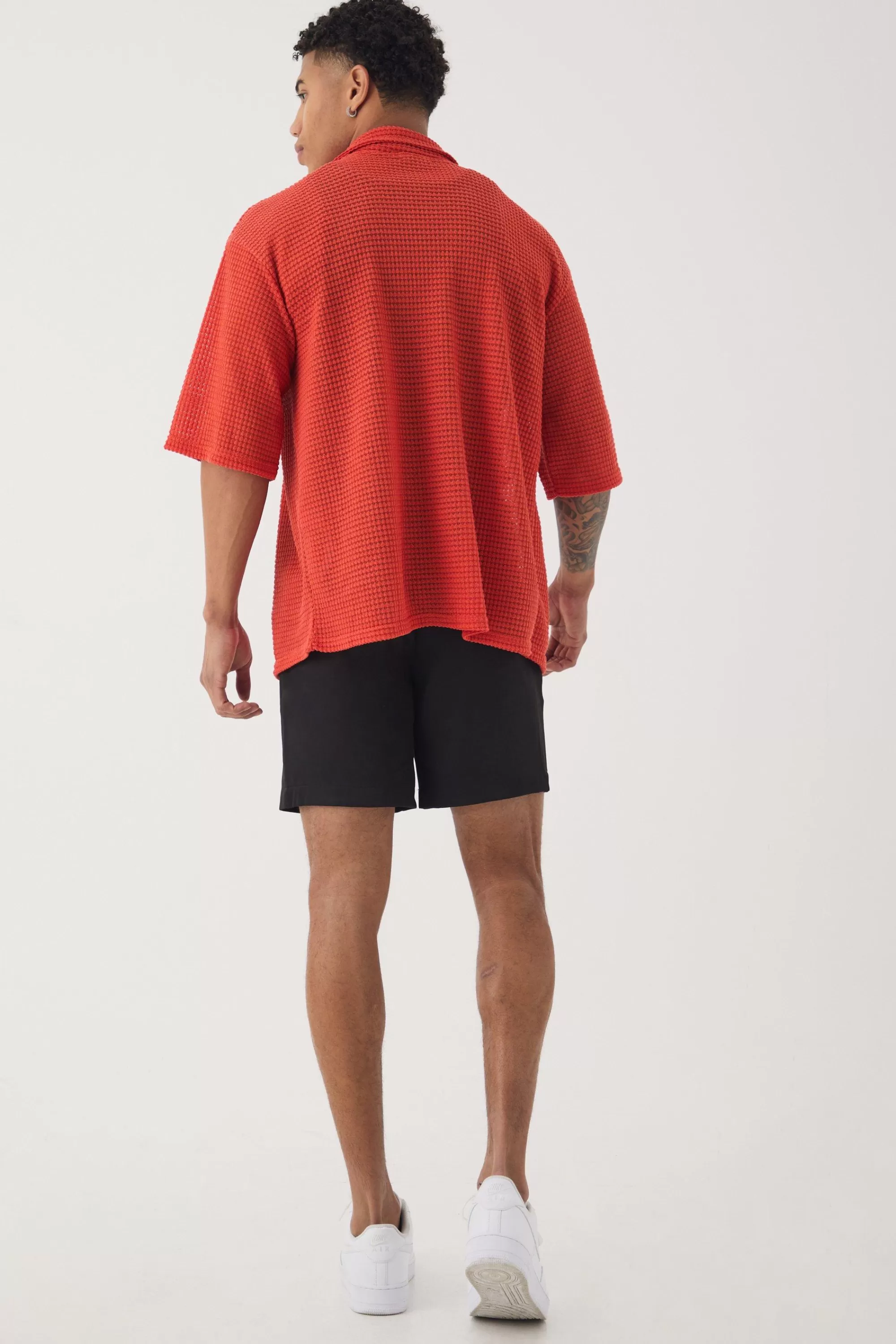 boohooMAN Oversized Button Through Textured Shirt | UK
