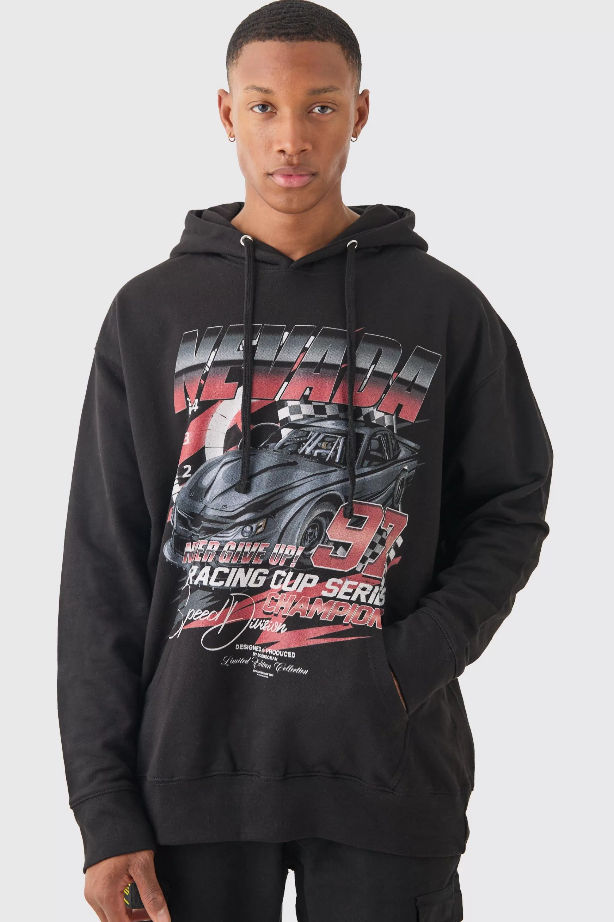 boohooMAN Oversized Car Graphic 97 Hoodie | UK