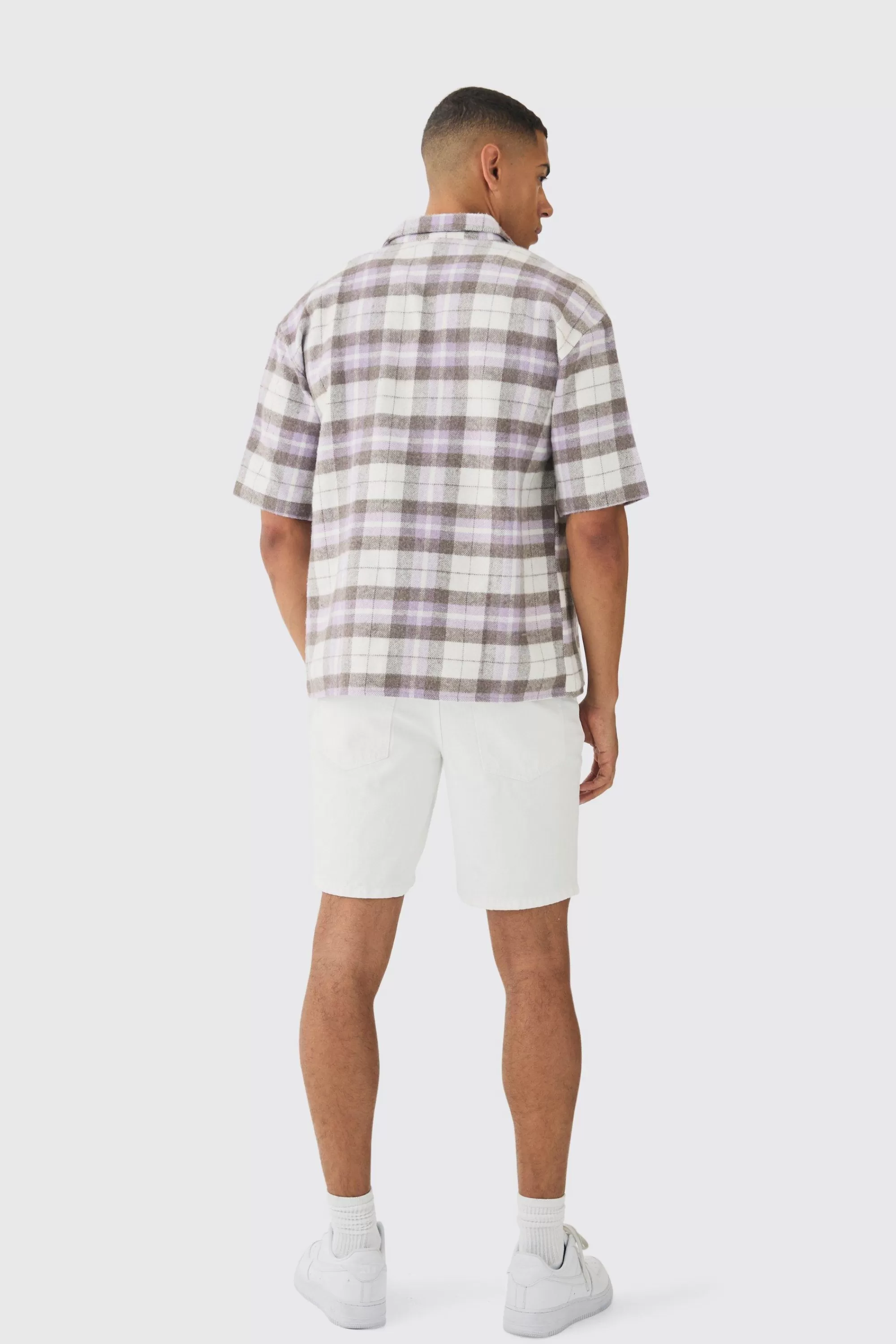 boohooMAN Oversized Check Revere Shirt | UK