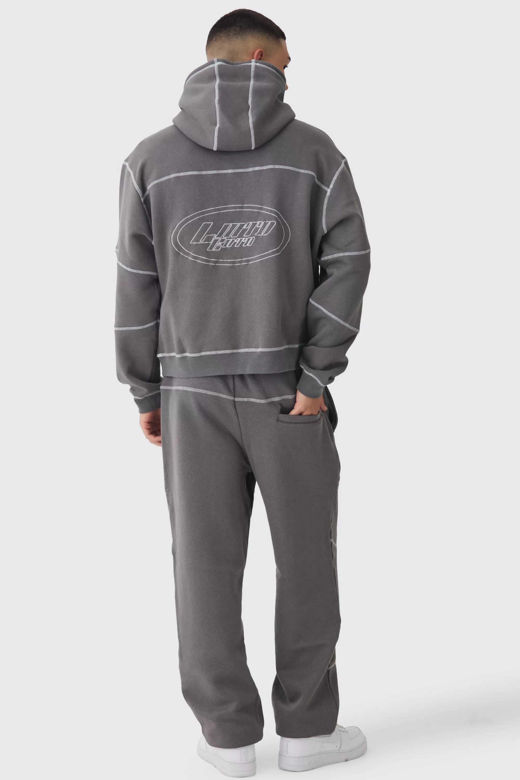 boohooMAN Oversized Contrast Stitch Seam Detail Jogger | UK