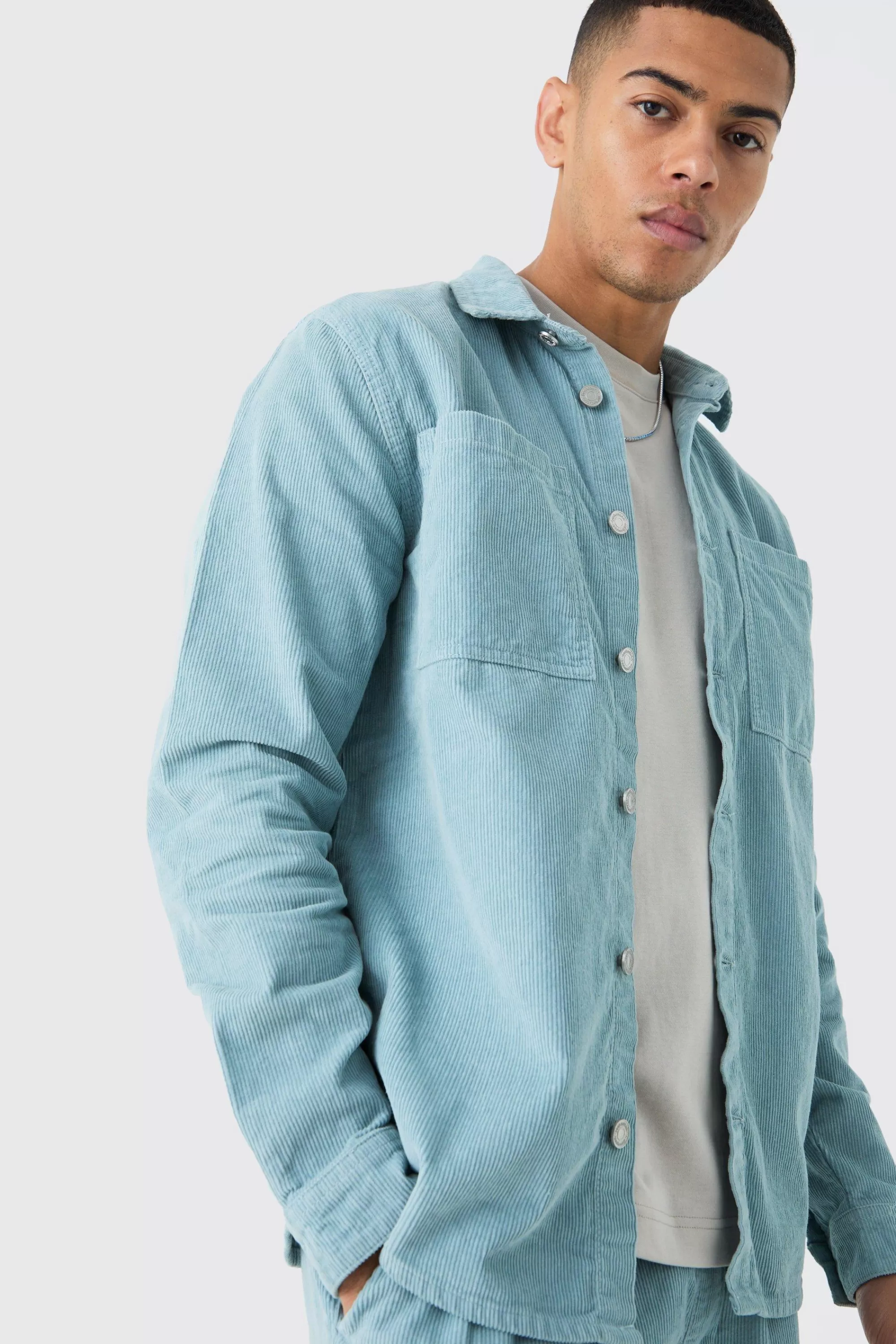 boohooMAN Oversized Cord Shirt In | UK