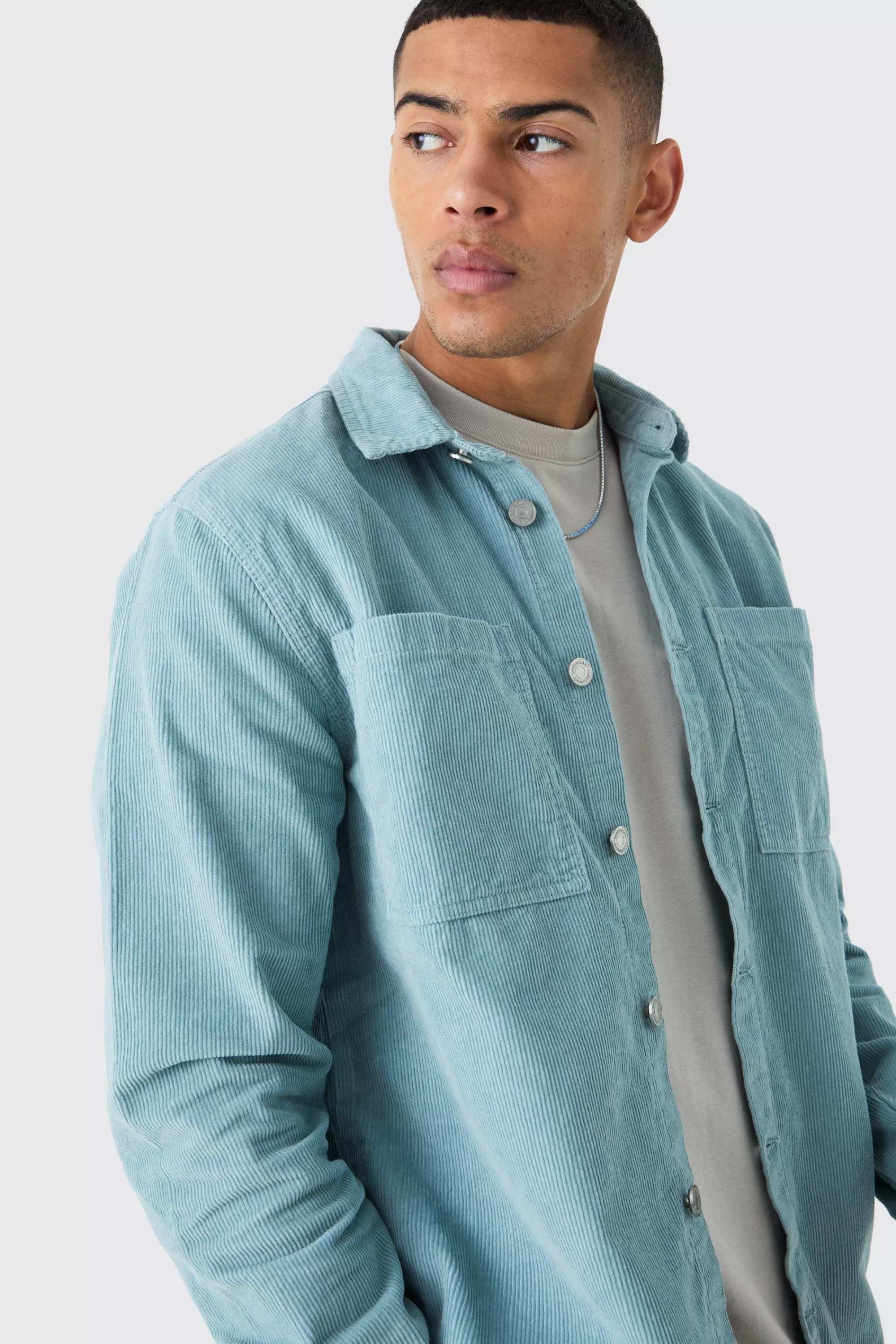 boohooMAN Oversized Cord Shirt In | UK