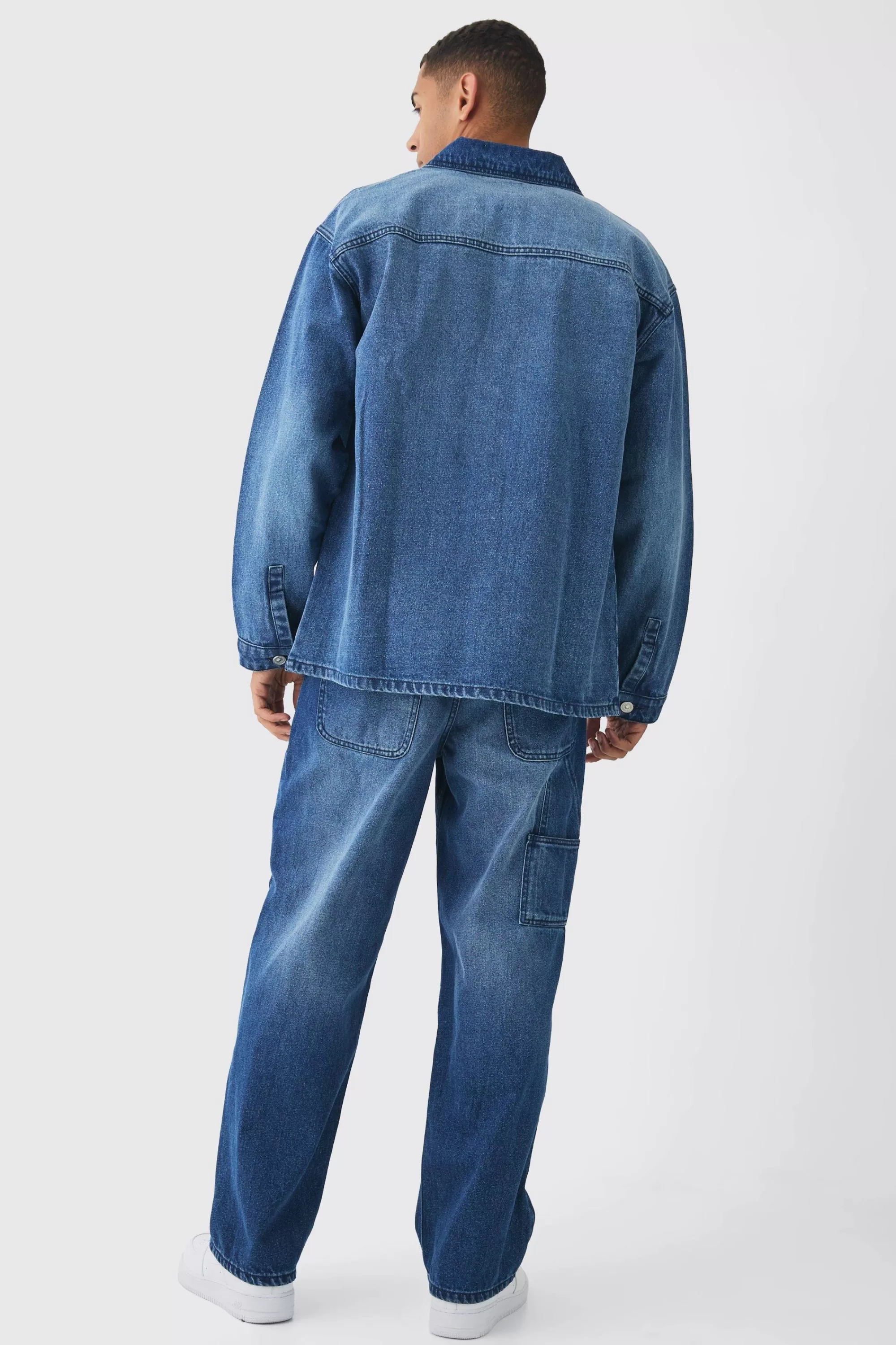 boohooMAN Oversized Denim Carpenter Dyed Overshirt | UK