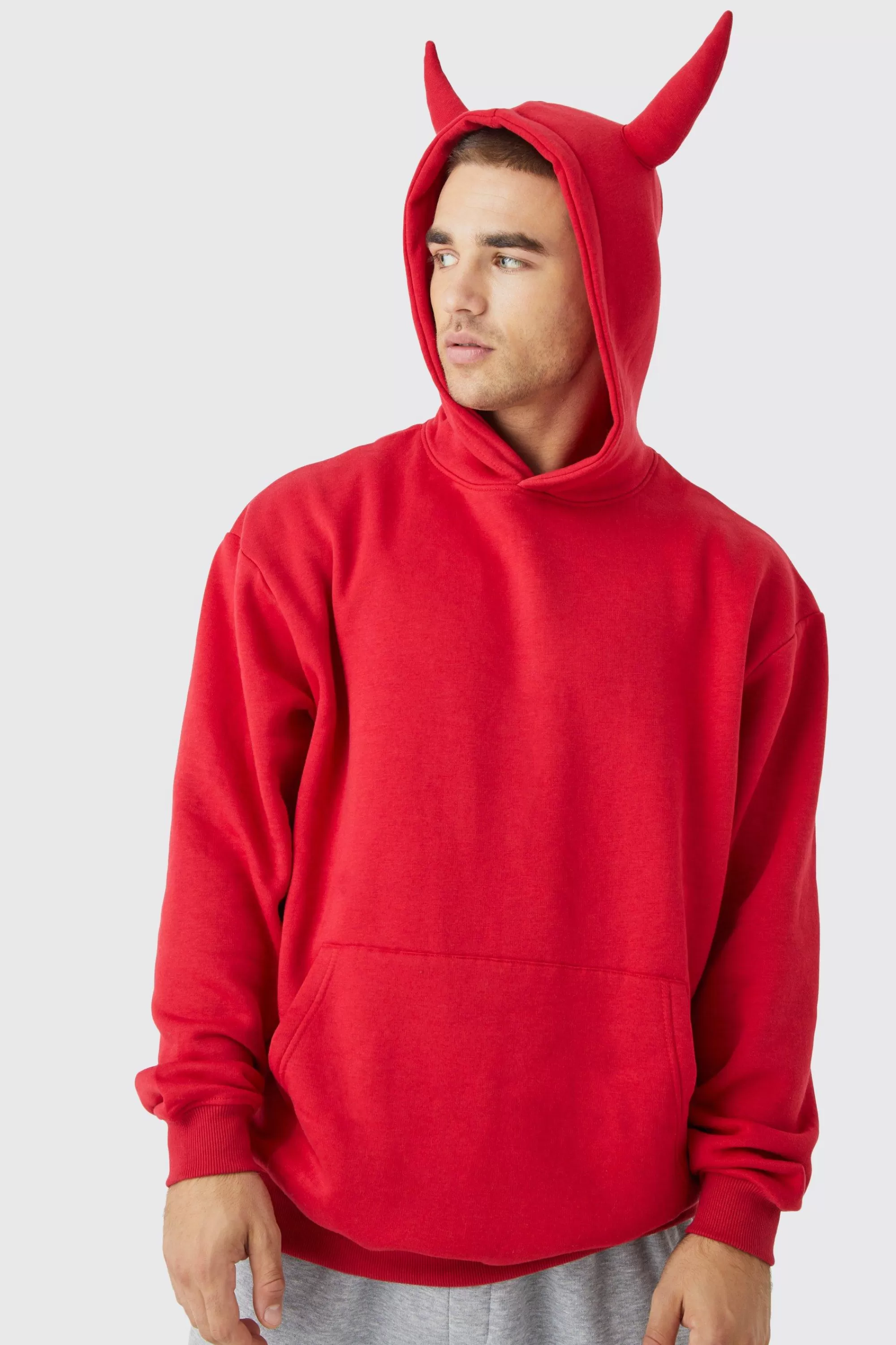 boohooMAN Oversized Devil Horn Hoodie | UK