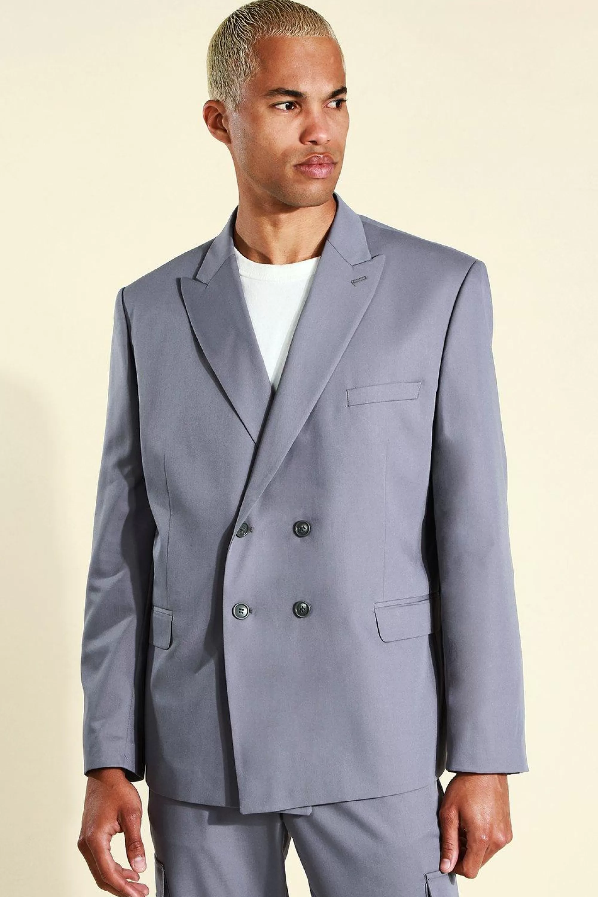 boohooMAN Oversized Double Breasted Suit Jacket | UK