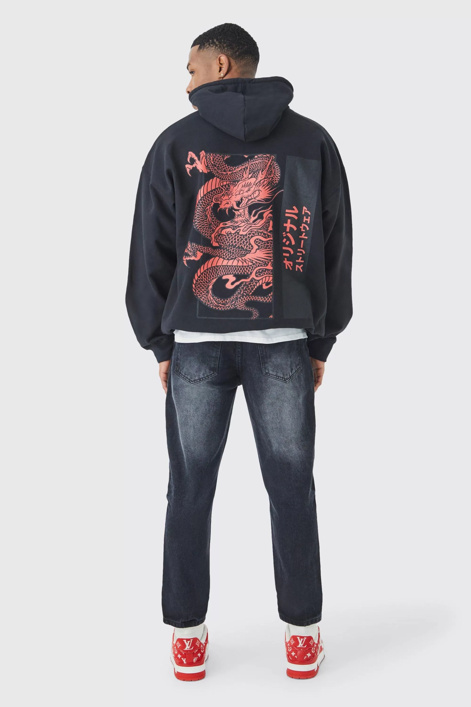 boohooMAN Oversized Dragon Graphic Hoodie | UK