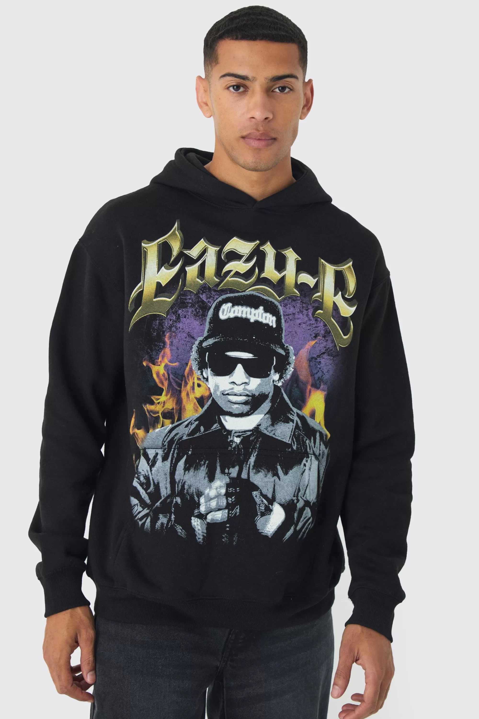 boohooMAN Oversized Eazy E License Print Hoodie | UK