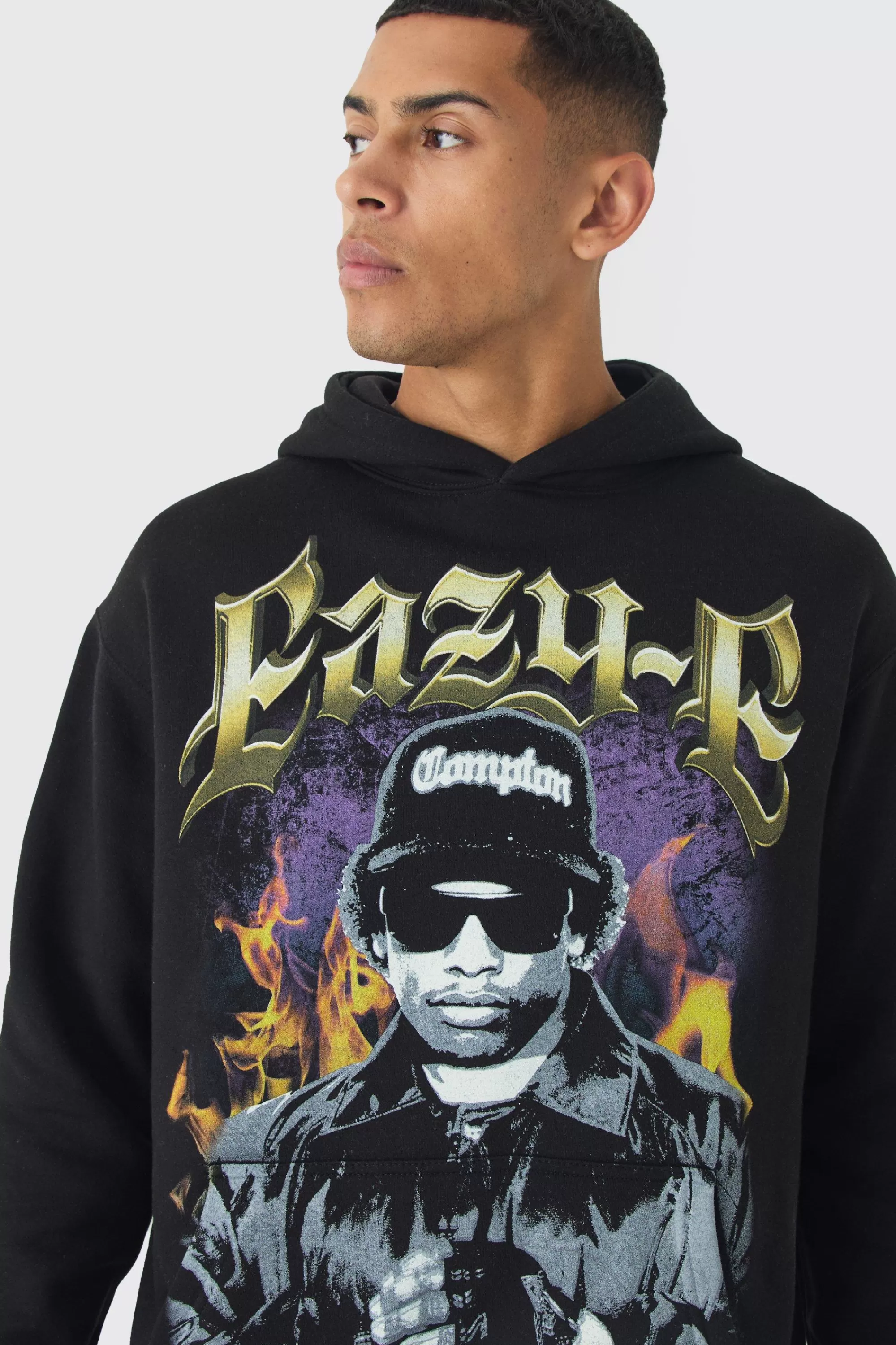 boohooMAN Oversized Eazy E License Print Hoodie | UK