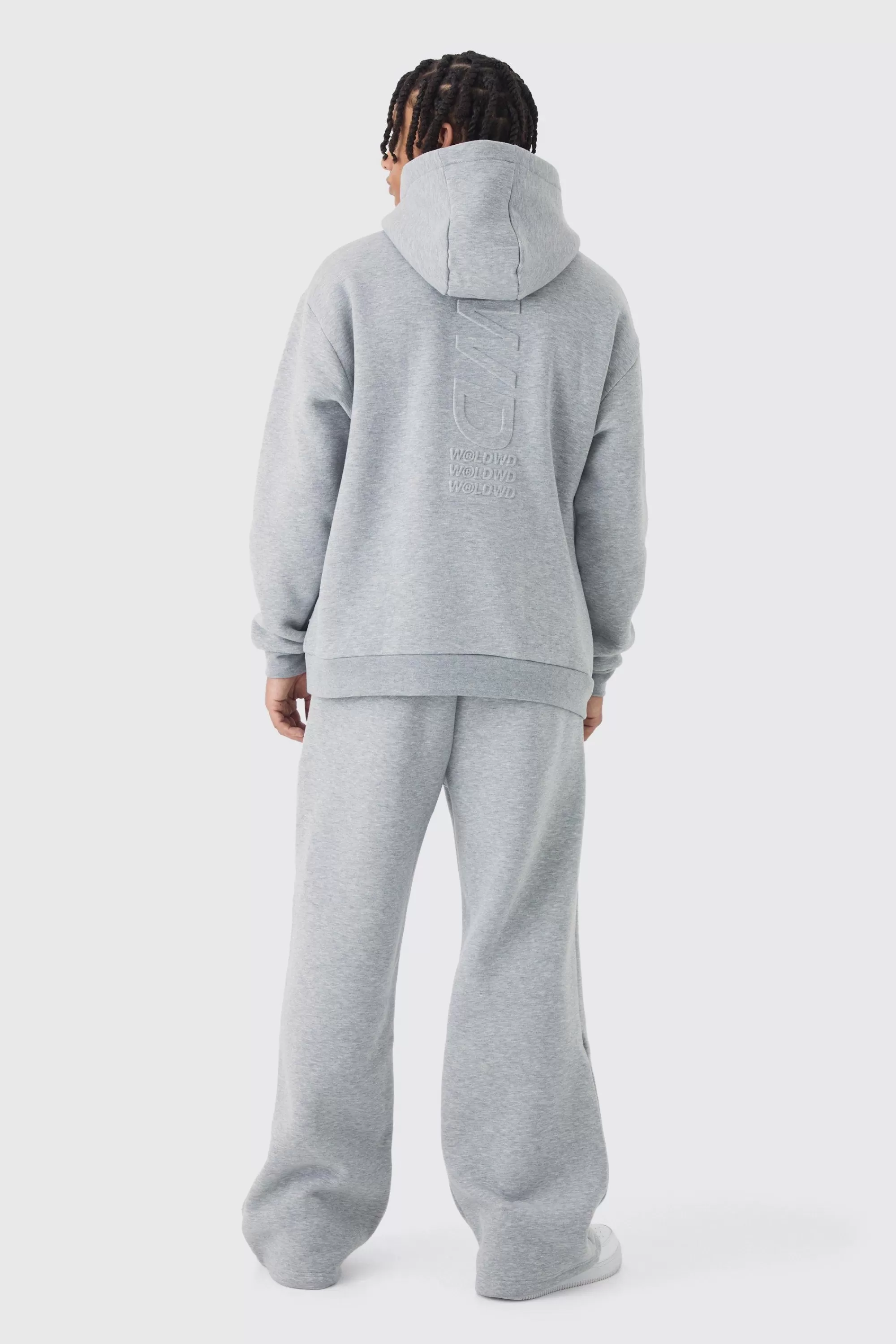 boohooMAN Oversized Embossed Worldwide Hoodie | UK