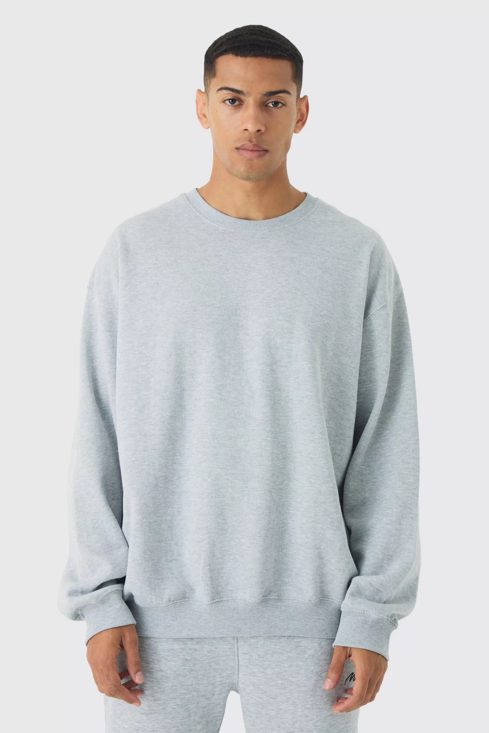 boohooMAN Oversized Extended Neck Basic Sweatshirt | UK