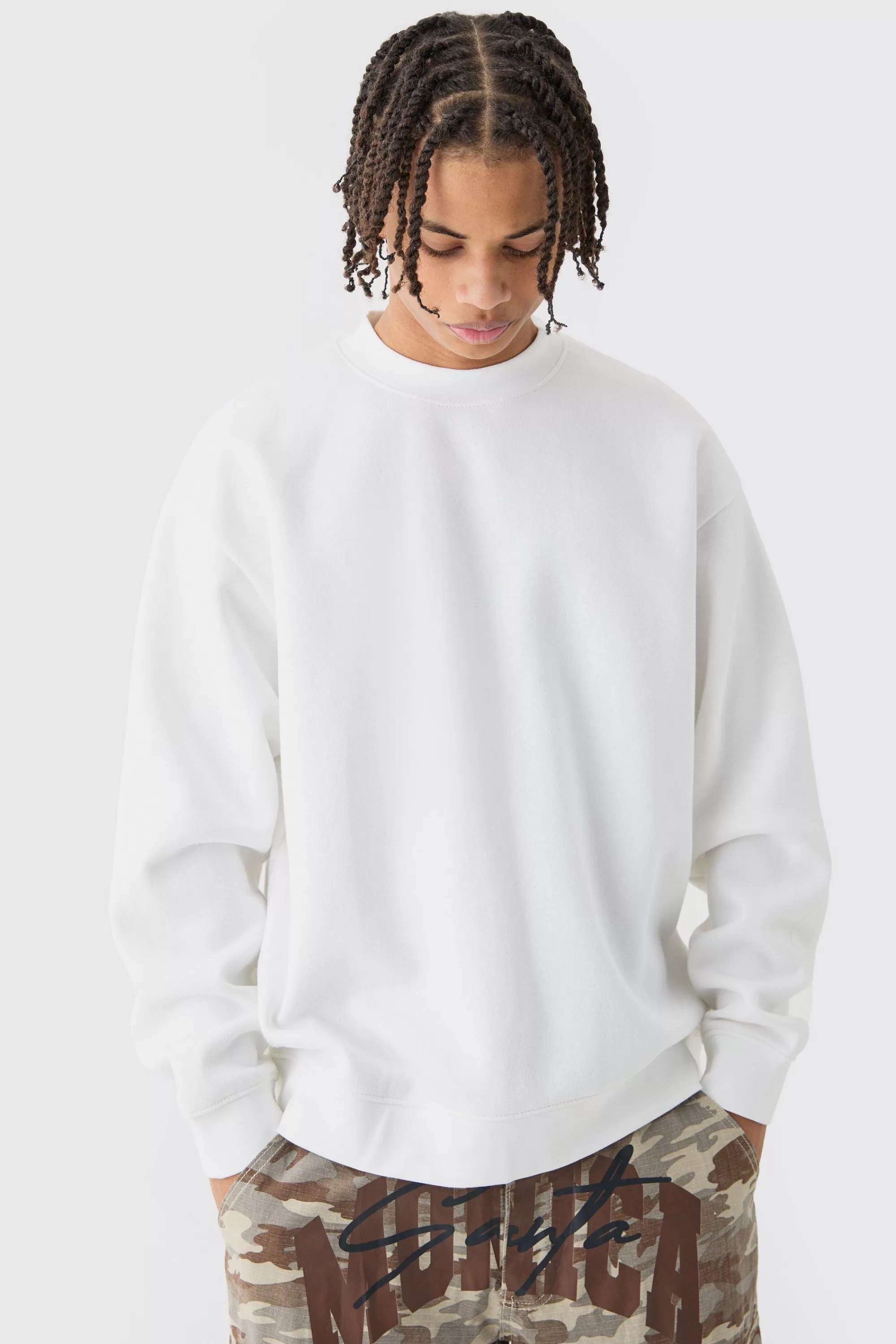 boohooMAN Oversized Extended Neck Sweatshirt | UK