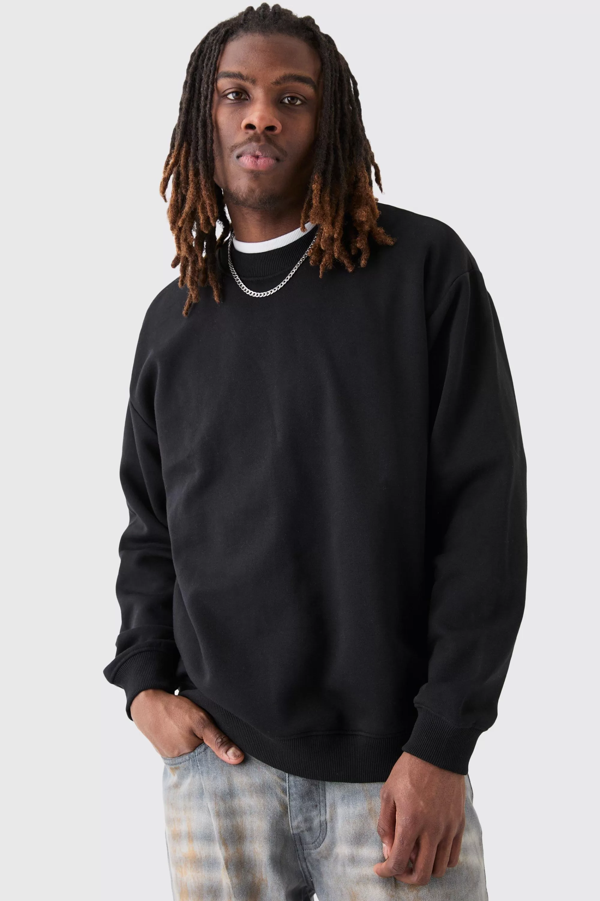 boohooMAN Oversized Extended Neck Sweatshirt | UK
