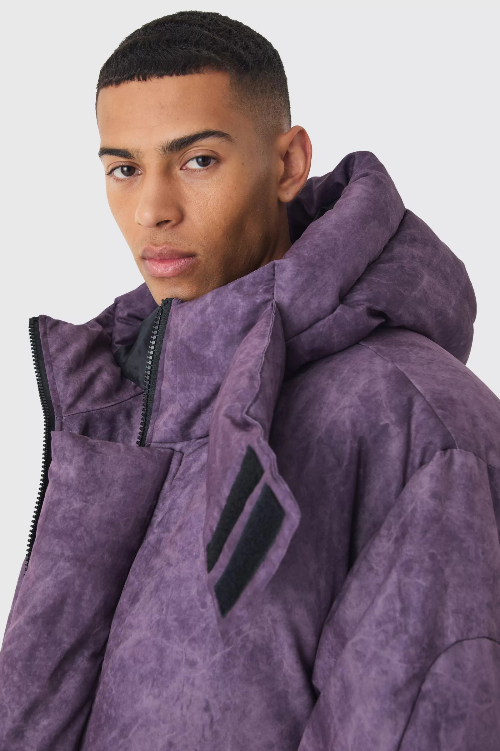 boohooMAN Oversized Extreme Padded Washed Hooded Puffer Coat In | UK