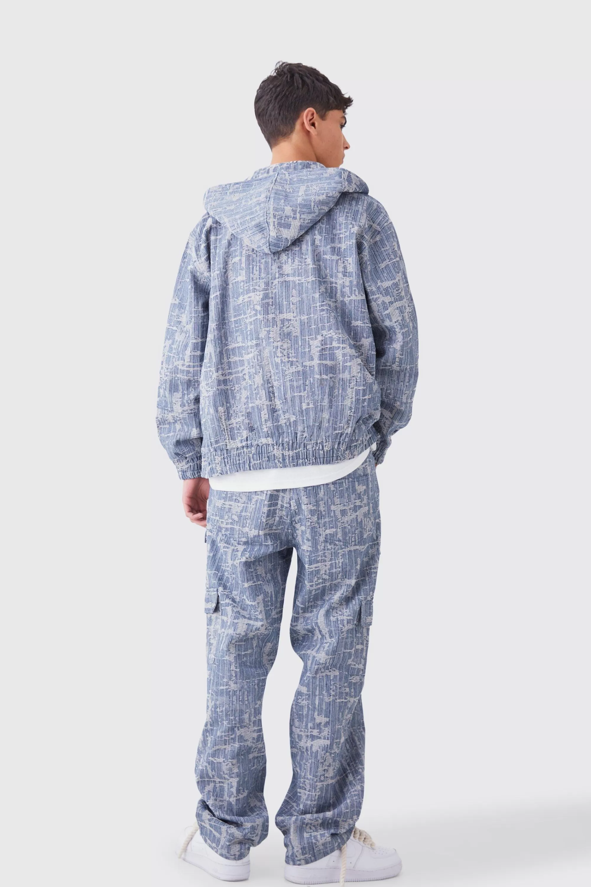 boohooMAN Oversized Fabric Interest Zip Through Hoodie | UK