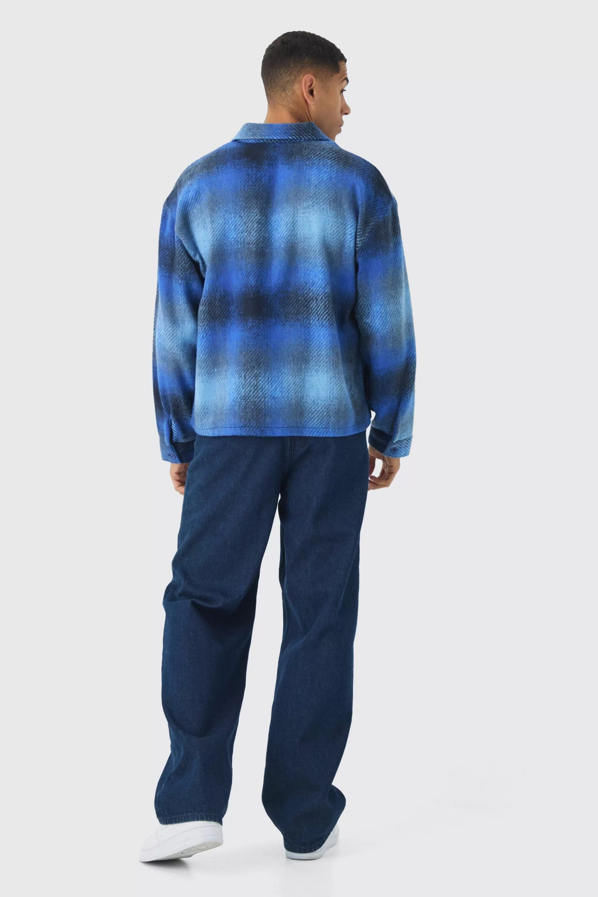 boohooMAN Oversized Fit Brushed Check Overshirt | UK
