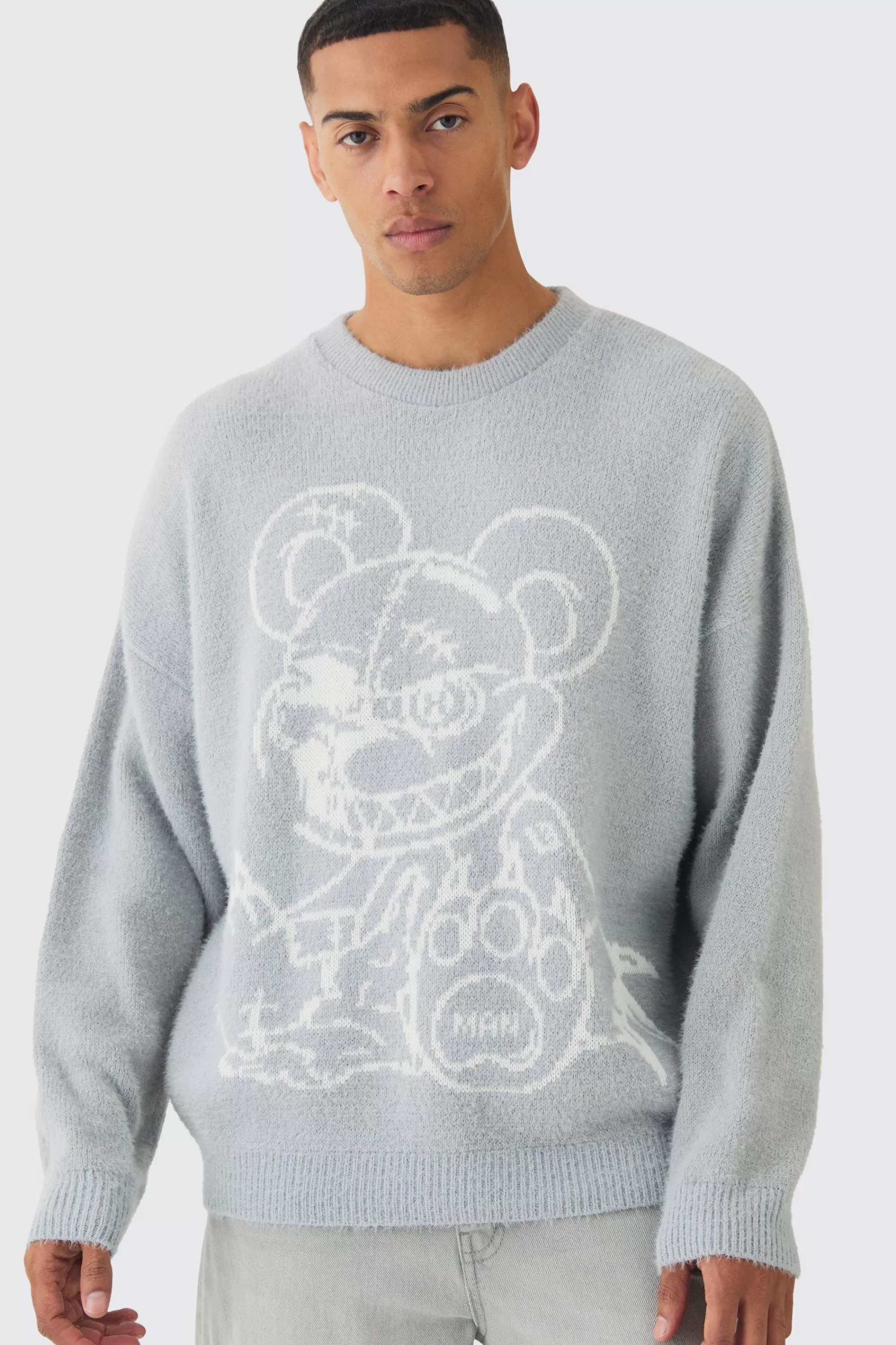 boohooMAN Oversized Fluffy Teddy Jumper In | UK