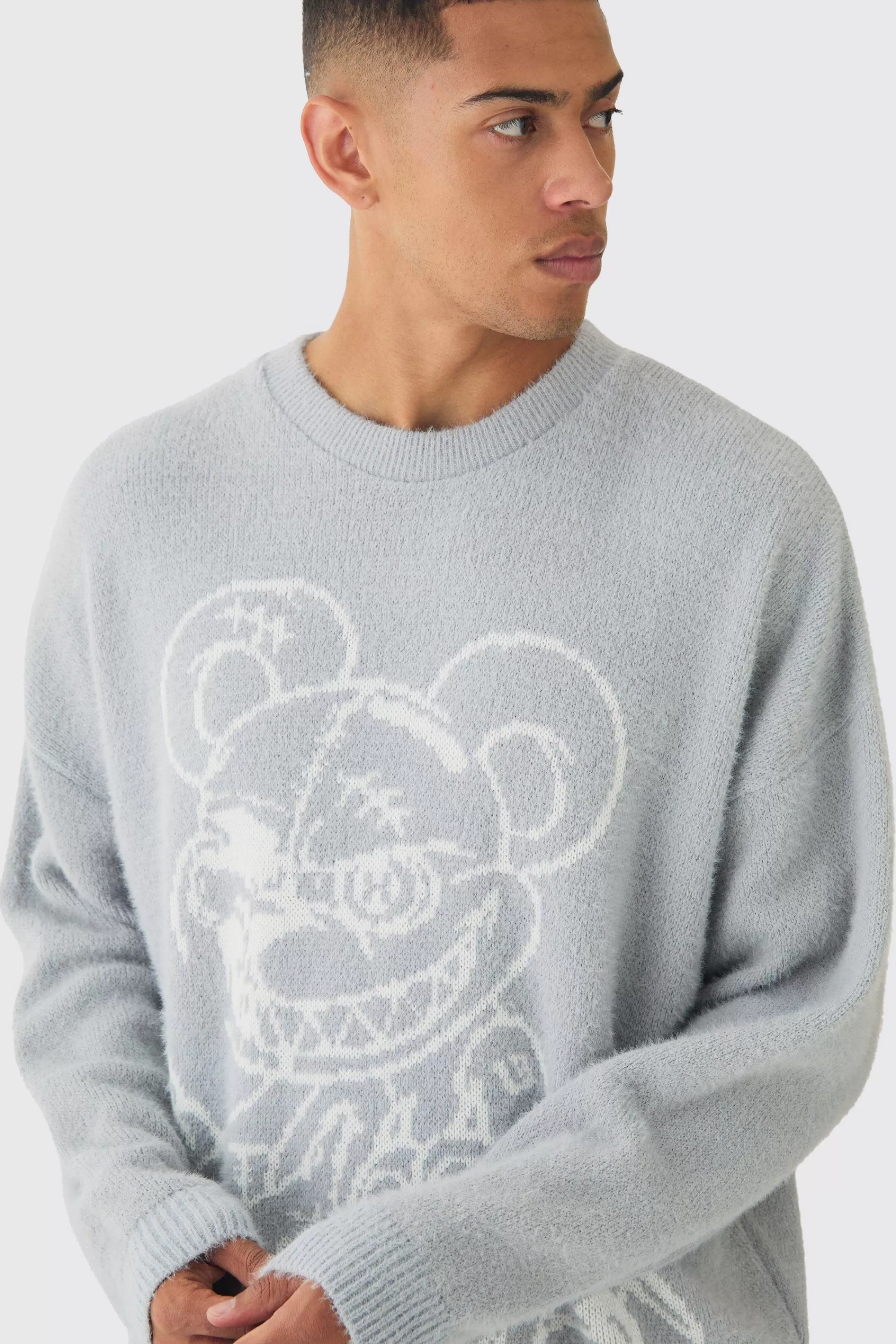 boohooMAN Oversized Fluffy Teddy Jumper In | UK