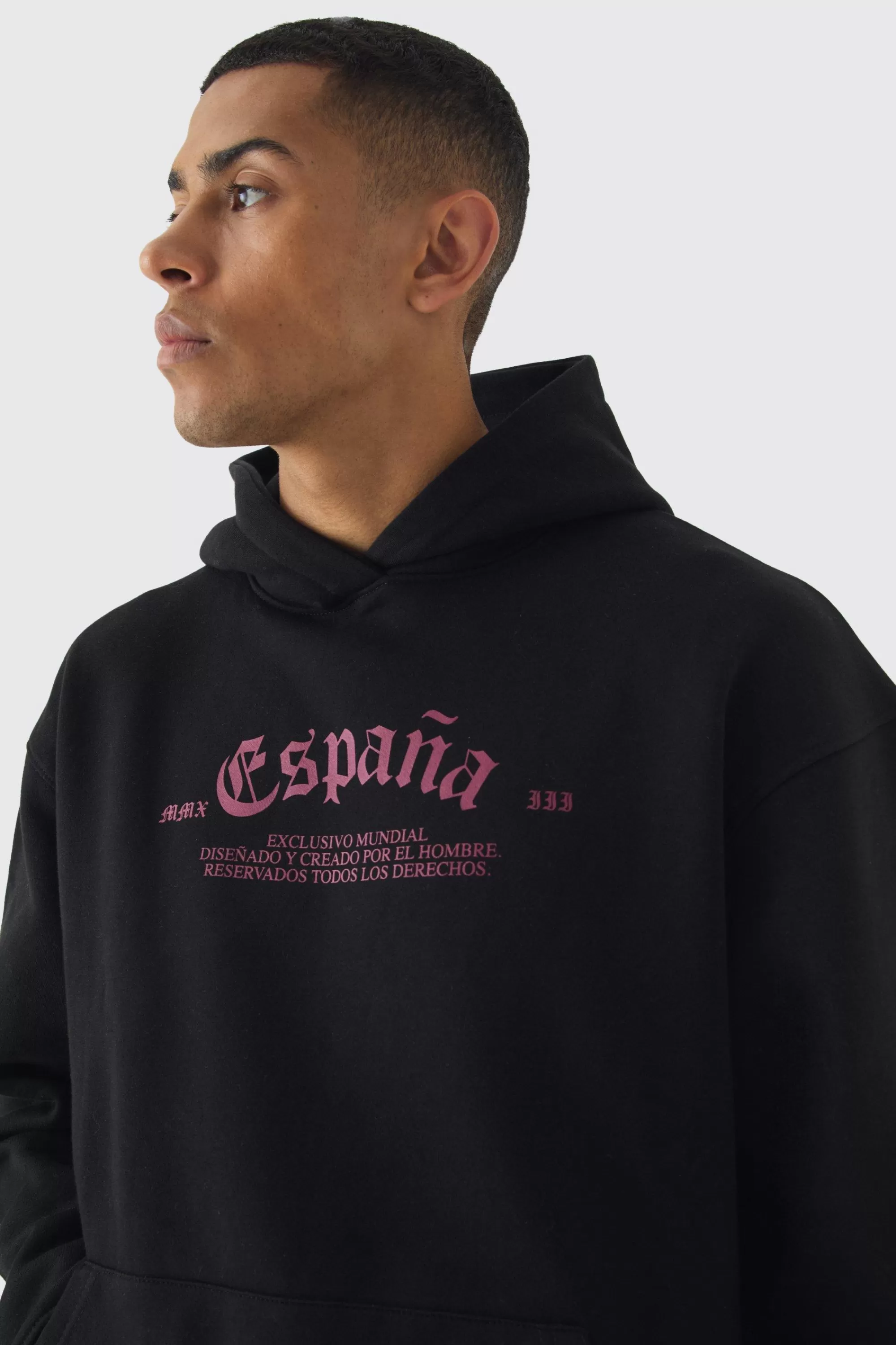 boohooMAN Oversized Gothic Embroidered Cargo & Hoodie Tracksuit | UK