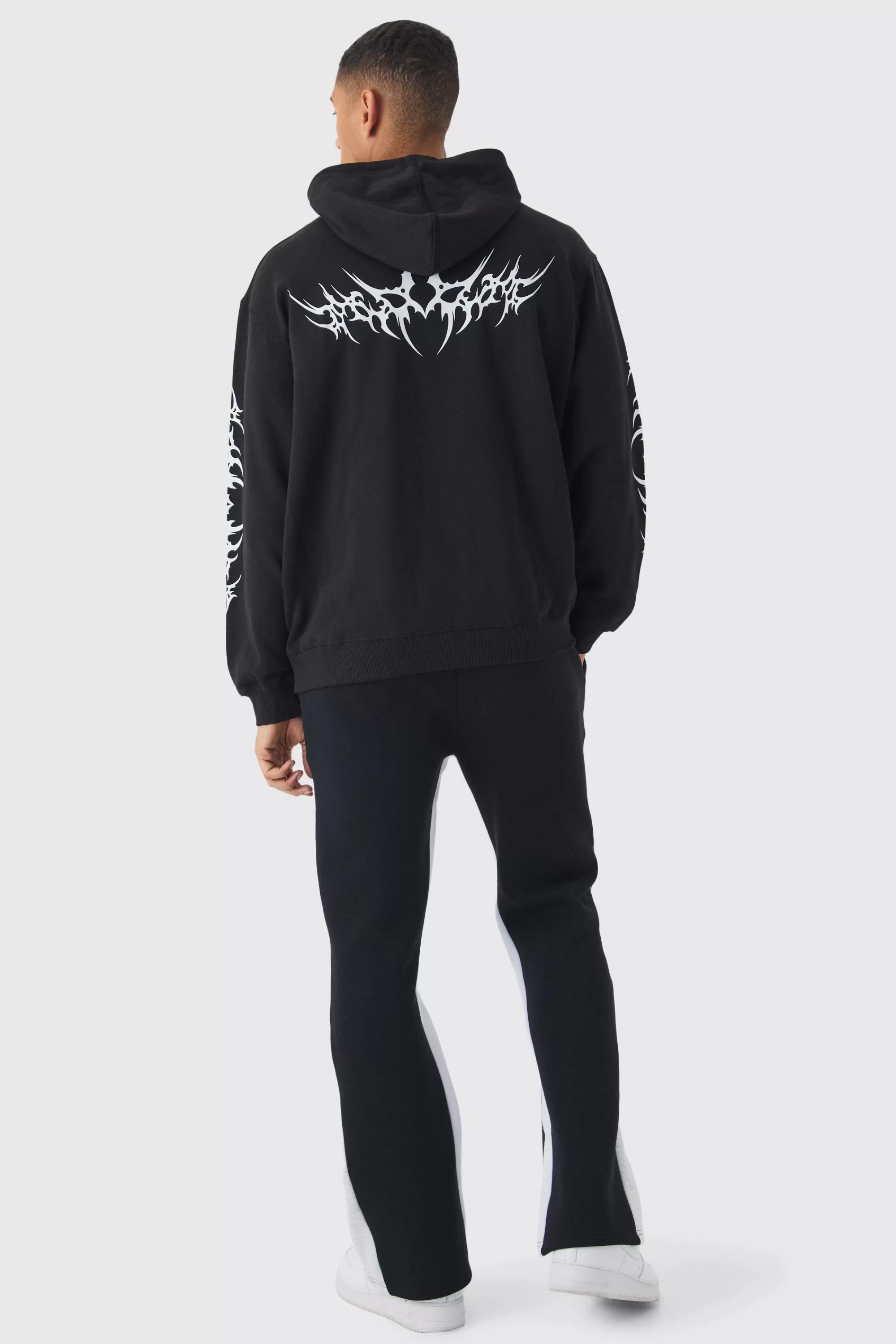 boohooMAN Oversized Gothic Print Hoodie | UK