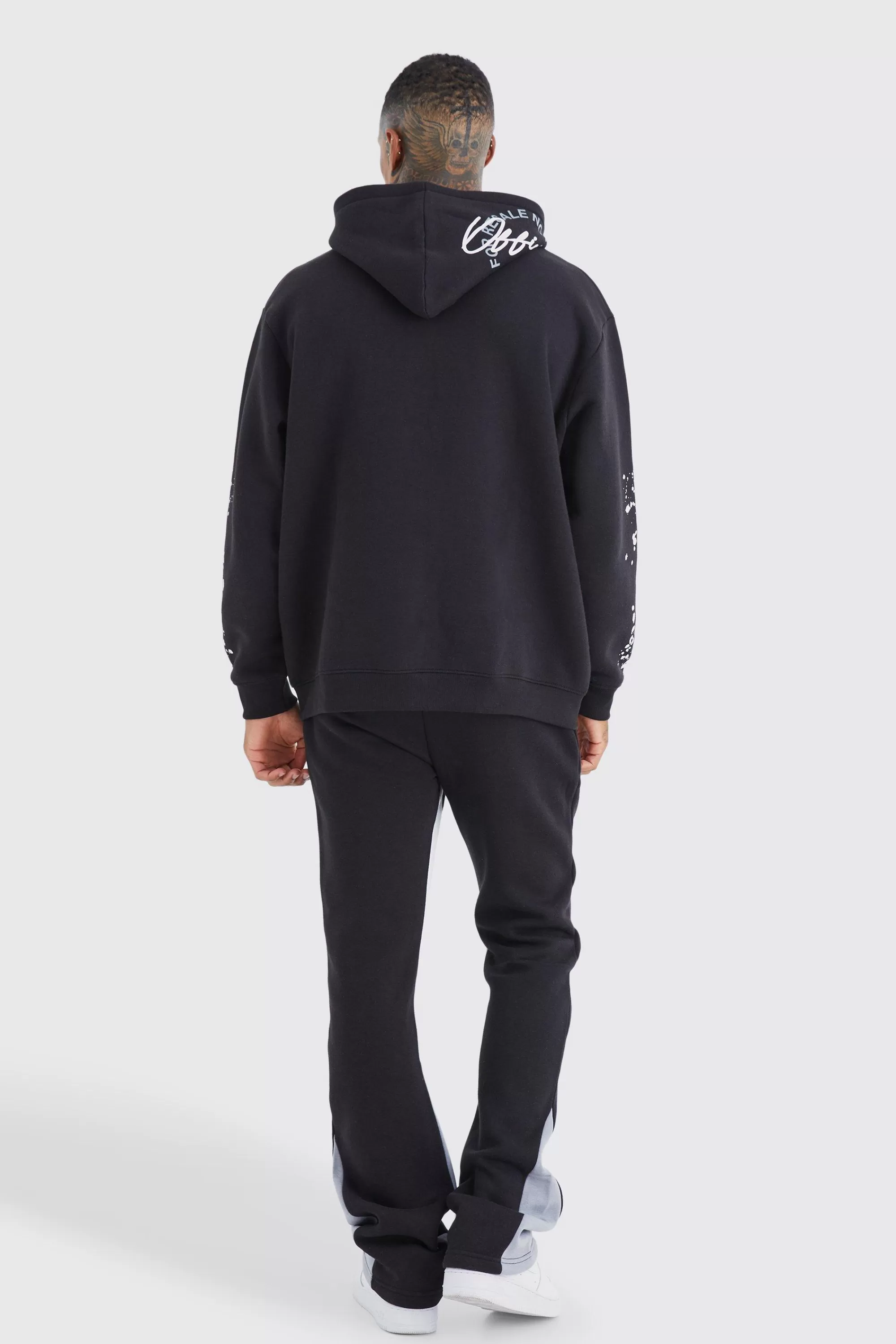 boohooMAN Oversized Graffiti Paint Splatter Hoodie | UK