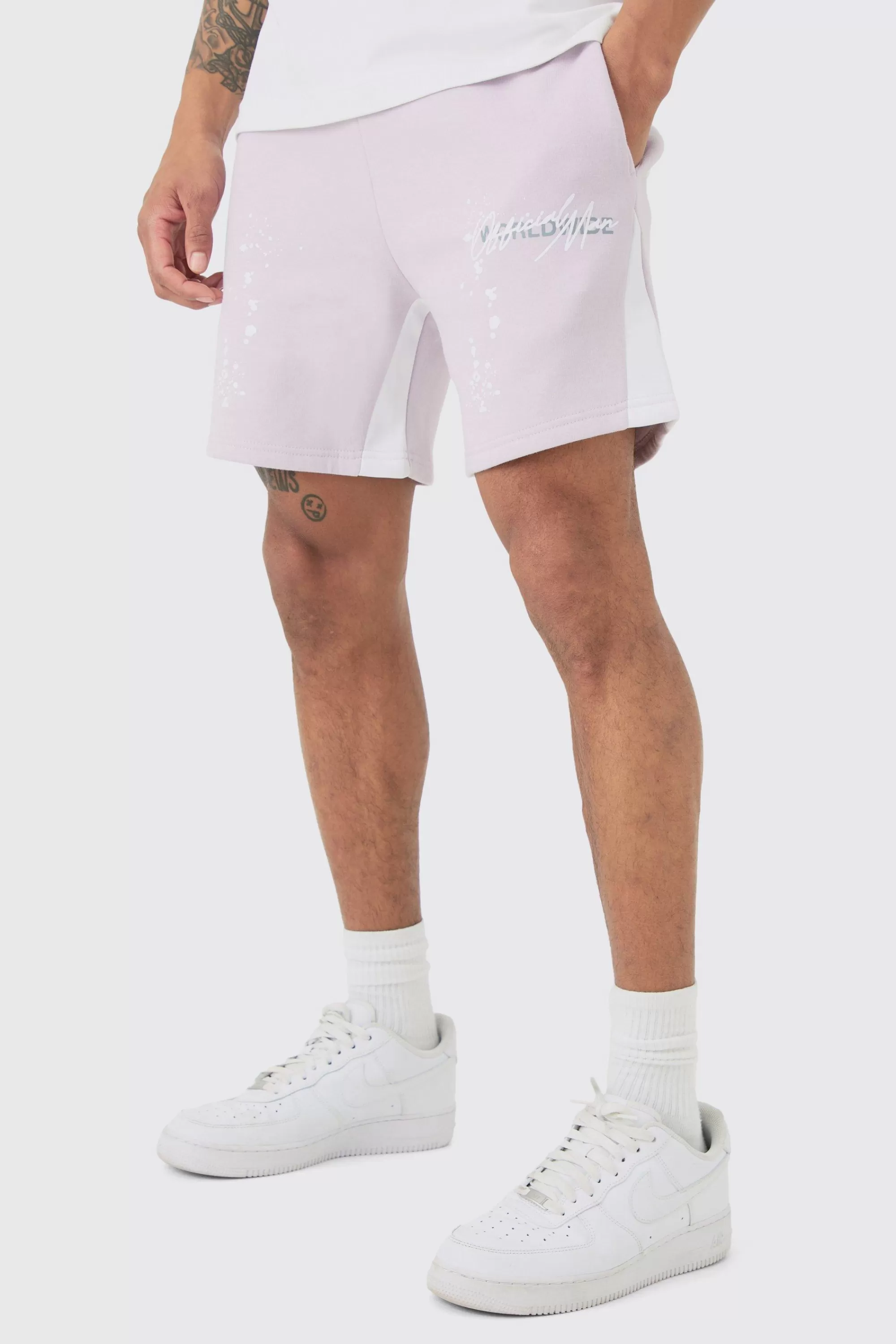 boohooMAN Oversized Graffiti Paint Splatter Shorts | UK