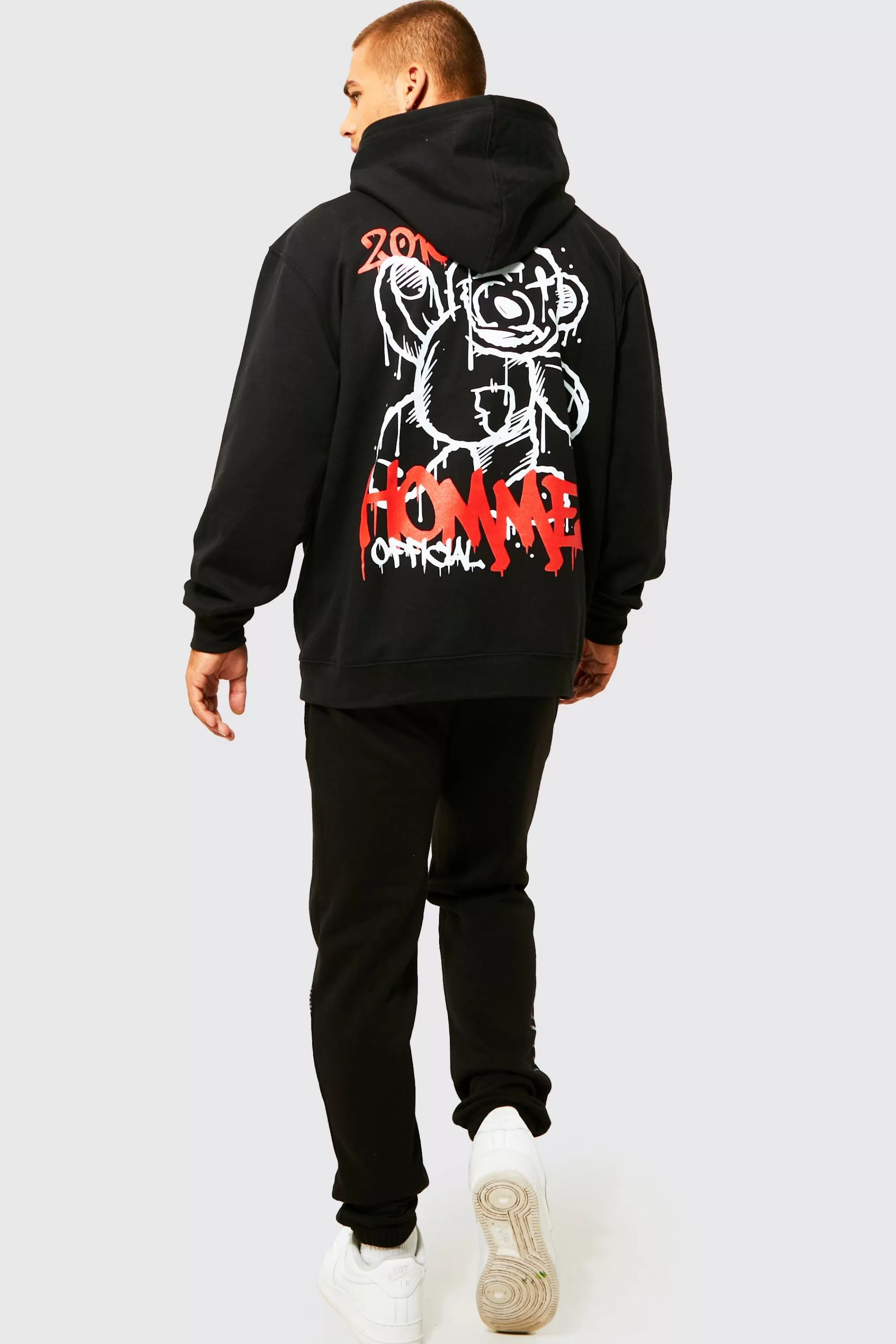 boohooMAN Oversized Graffiti Teddy Graphic Hoodie | UK
