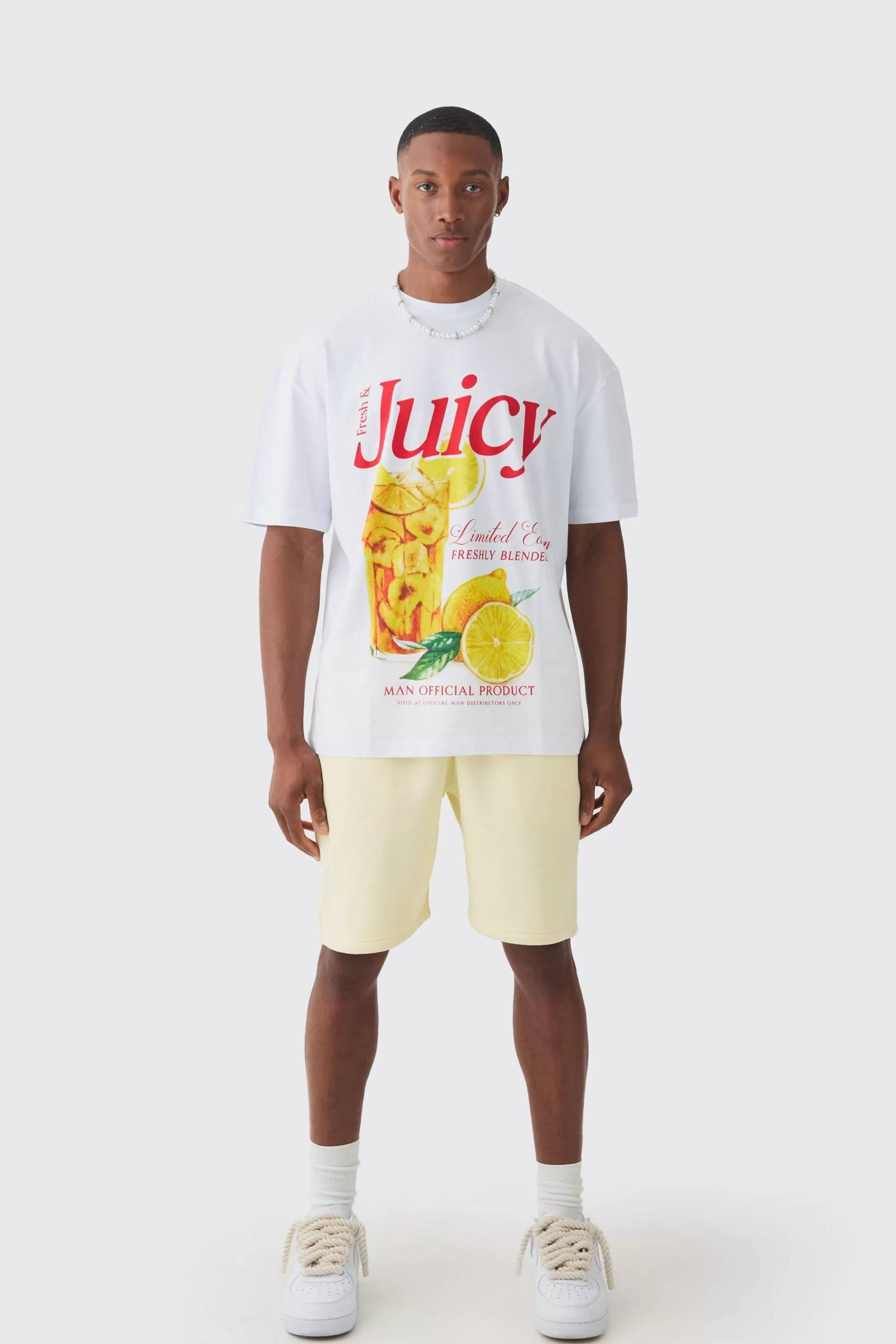 boohooMAN Oversized Graphic Printed T-shirt And Short Set | UK
