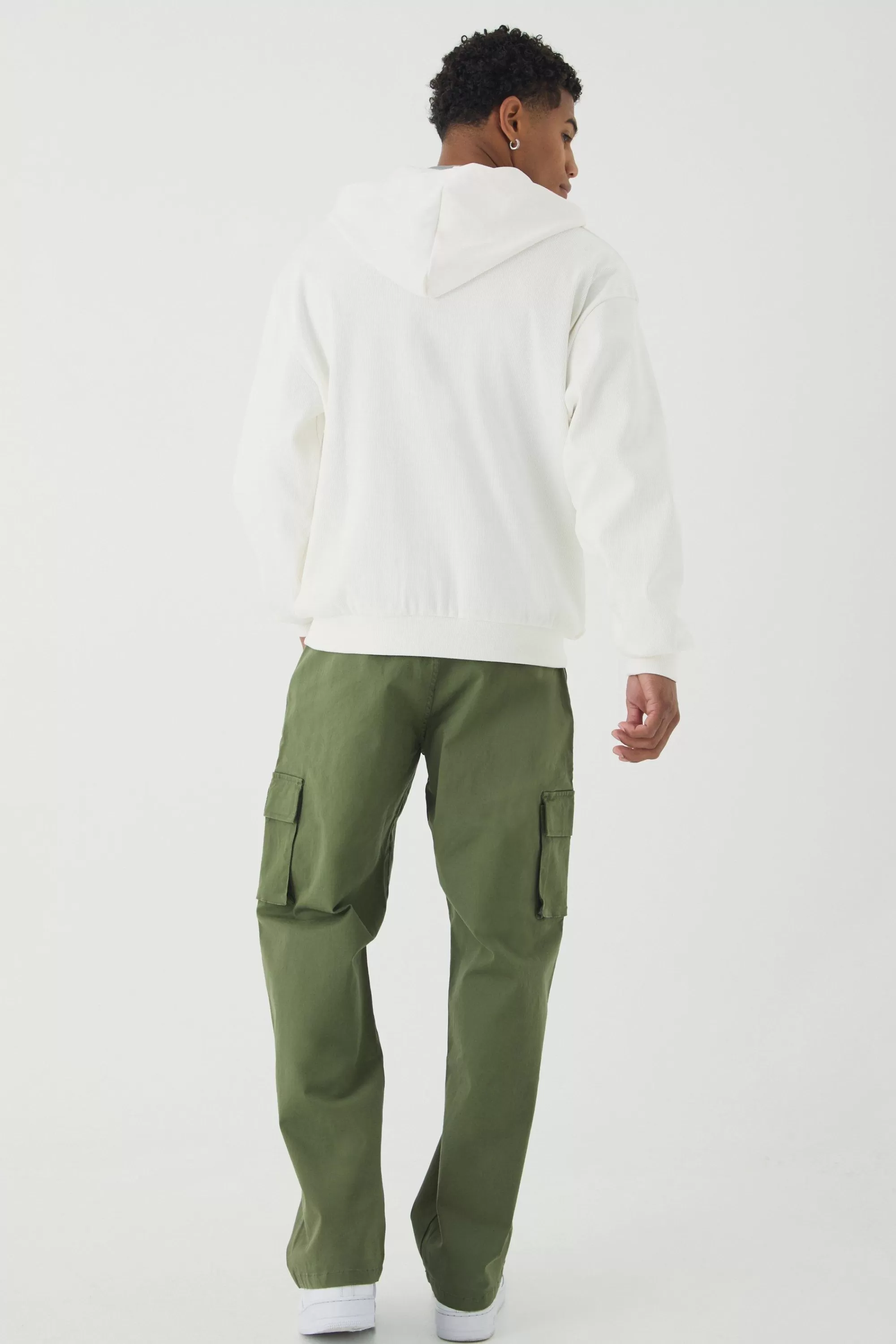 boohooMAN Oversized Heavy Ribbed Pocket Zip Through Hoodie | UK